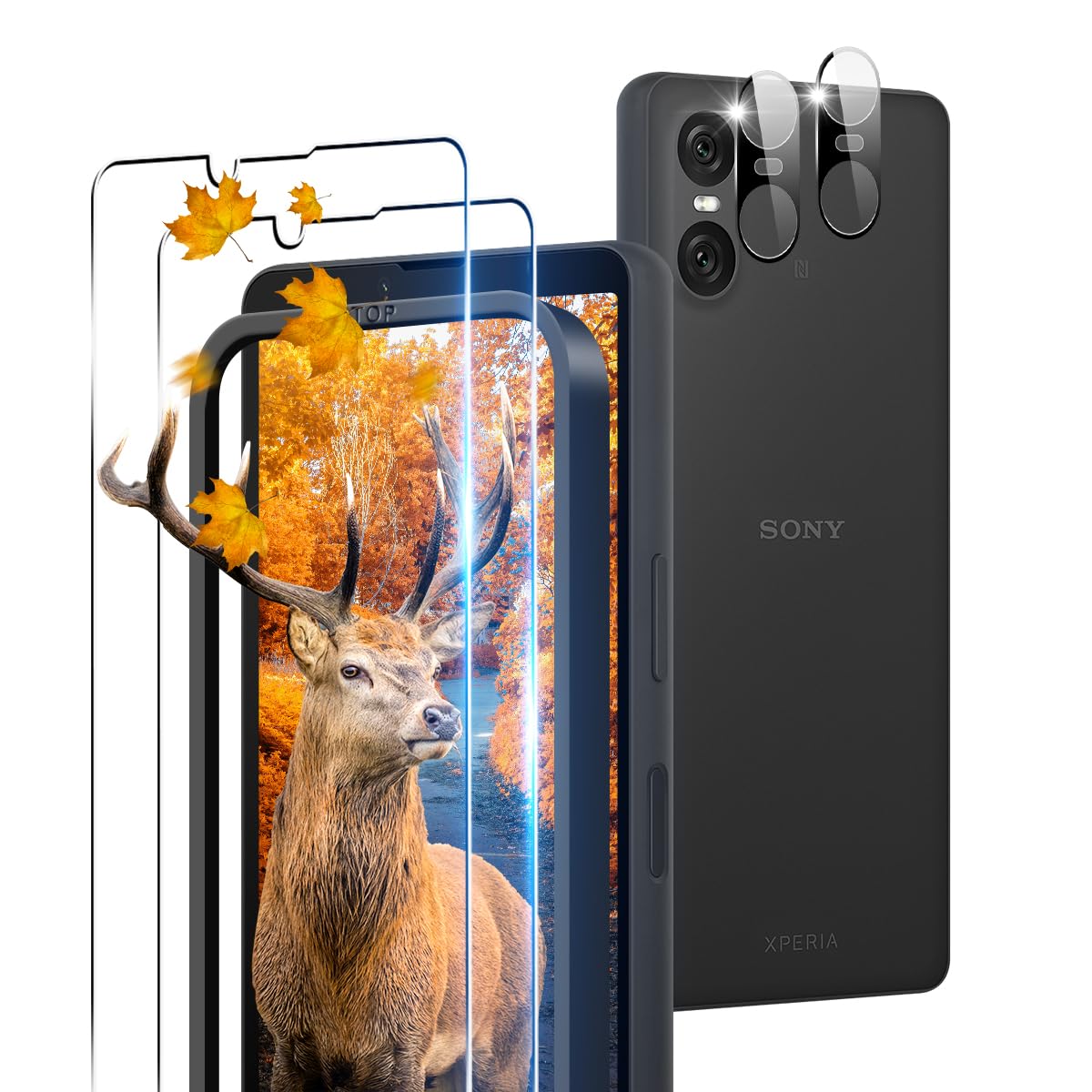 【2+2枚セット 】ガイド枠付き 用 Xperia 10 VI ガラスフィルム 2枚 Xperia 10 VI SO-52E/SOG14/XQ-ES44フィルム + 2枚 カメラ保護フィルムセッ 【 日本旭硝子製 9H強度 】 対応 エクスペリア 10 VI 強化ガラス 全面 保護フィルム ケース 高透過率 3D Touch対応 飛散防止 高感度 耐衝撃 指紋・汚れ防止 ゼロ気泡 簡単貼り付け