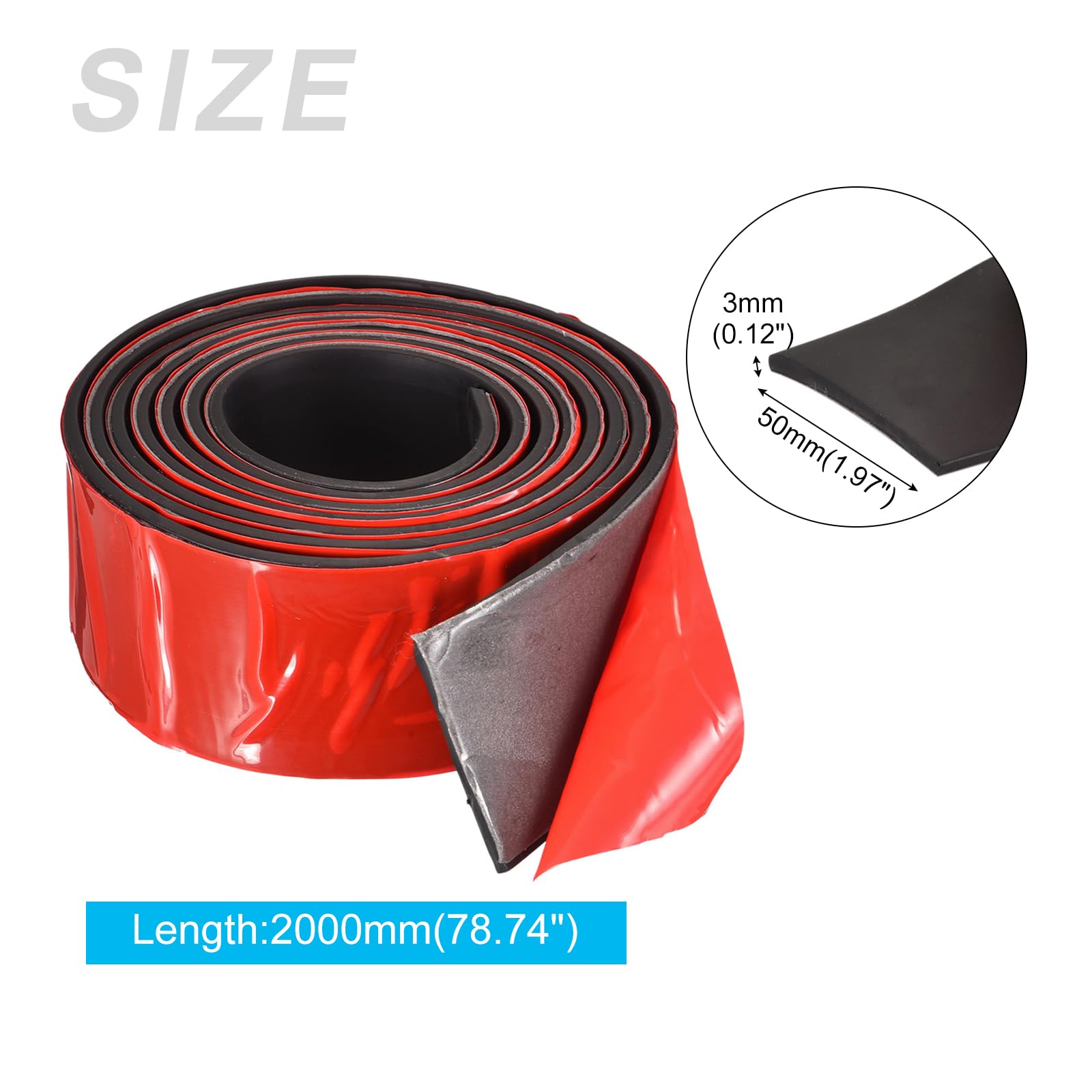 METALLIXITY Solid Rubber Strips (78.74" L x 1.97" W x 0.12" T) 1Pcs, Rubber Neoprene Sheet Roll - for DIY Gasket Sealing Padding Black - Image 2
