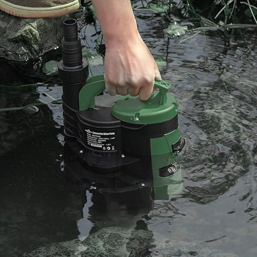 Miniatura 2 de Bomba de sumidero, bomba sumergible de agua limpiasucia de 1HP 3500 GPH con interruptor de flotador integrado y mango para piscina, estanque,