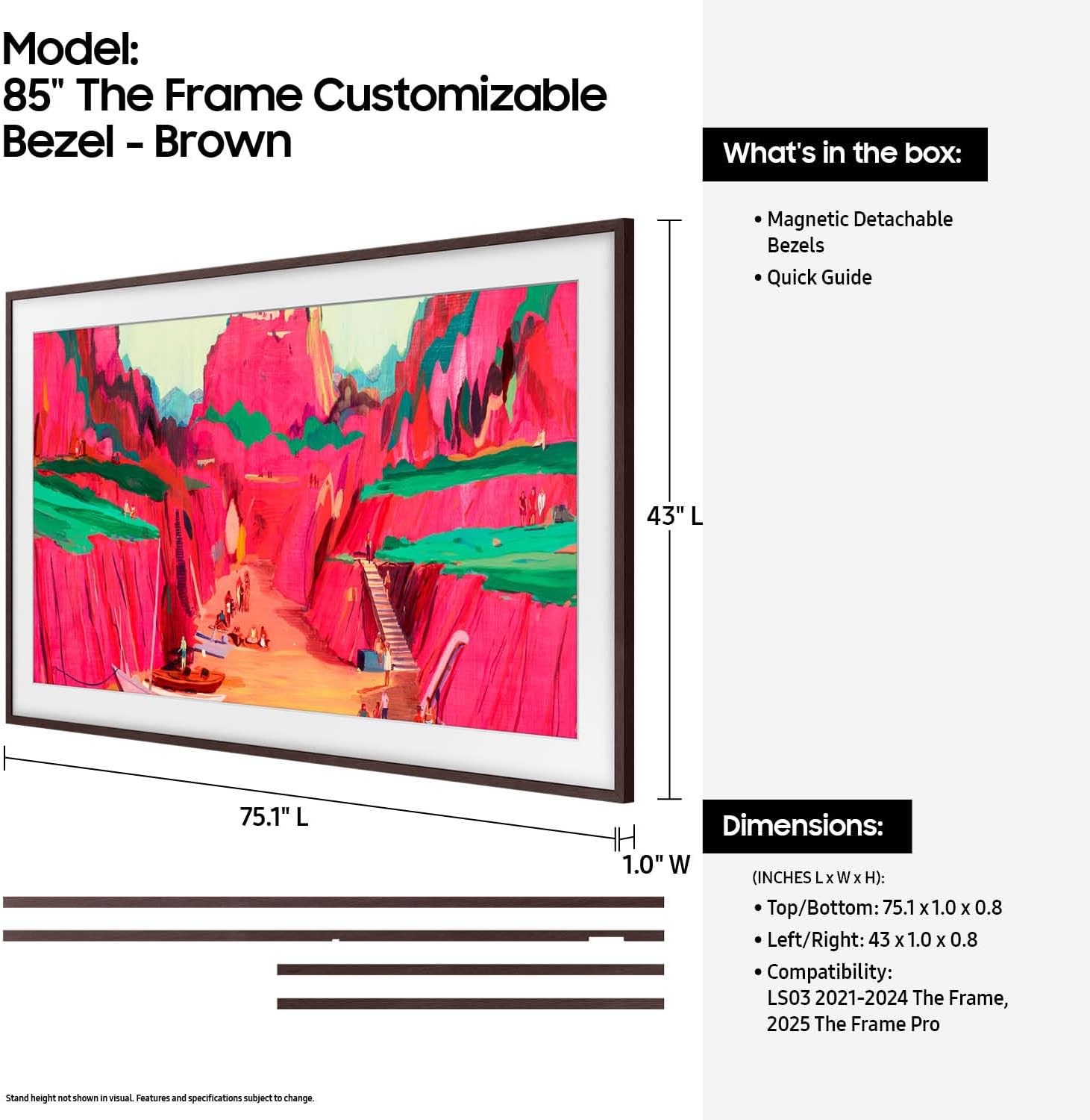 Samsung 75” The Frame Customizable Bezel (2025 Model), Magnetic, Quick and Easy Installation, VG-SCFF75BWBZA, Modern Brown 75 Inch Pro Customizable Bezel Only Modern Brown