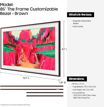 Samsung 75 The Frame Customizable Bezel (2025 Model), Magnetic, Quick and Easy Installation, VG-SCFF75BWBZA, Modern Brown