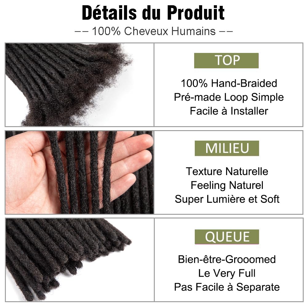 Originea Dreadlock Extensions Human Hair 100% Real Human Hair 0.6cm Fashion Crochet Braiding Hair For Black Men/Women Black Color (6 Inch 100 Strands) - Image 4