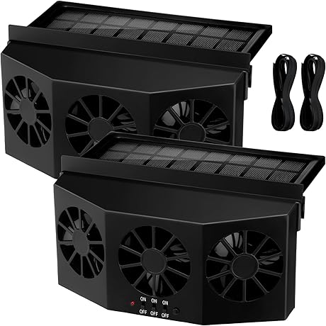 2-Pack Solar Car Exhaust Fan: 3 Fans, 4500 RPM, Eco-Friendly Cooling