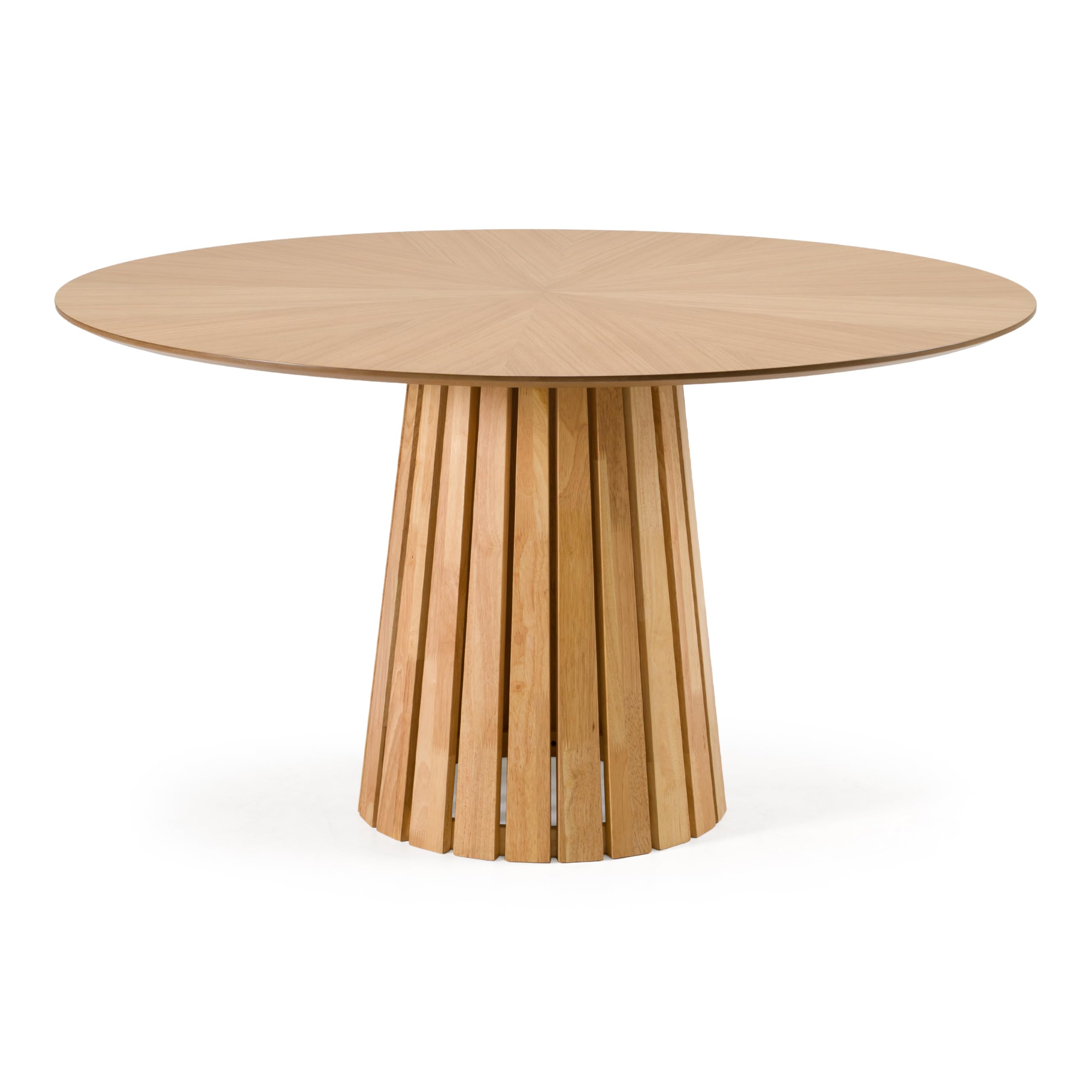 Weiss - Mid-Century Modern Natural Oak Round Dining Table by Limari Home – Rubberwood, Natural, Model LIM-85572