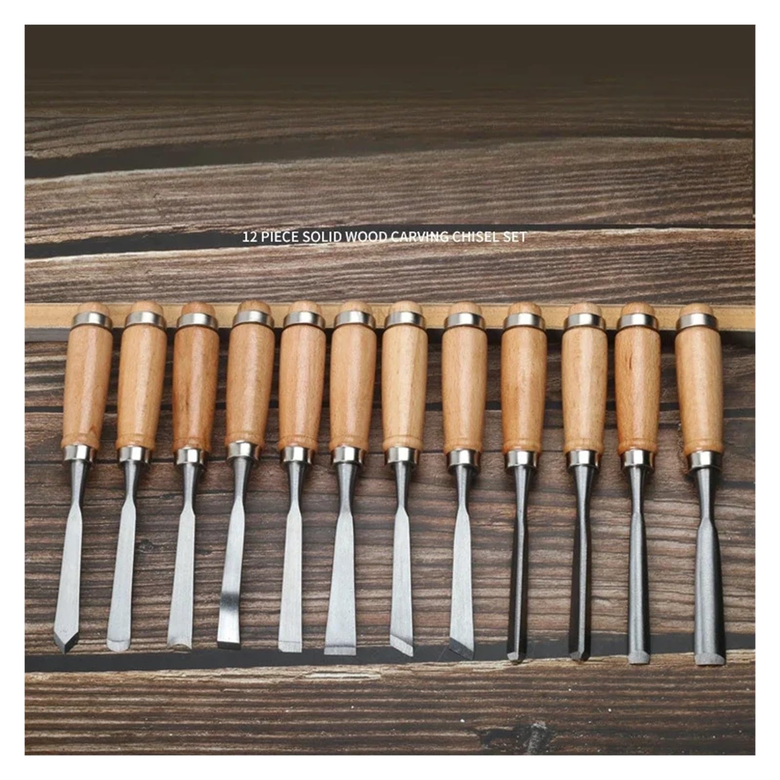 12 Pcs Leather Set Carving Chisel Set Beech Handle Woodworking Chisel Turning Tools Carving Knife Hanging Bag Household Tool