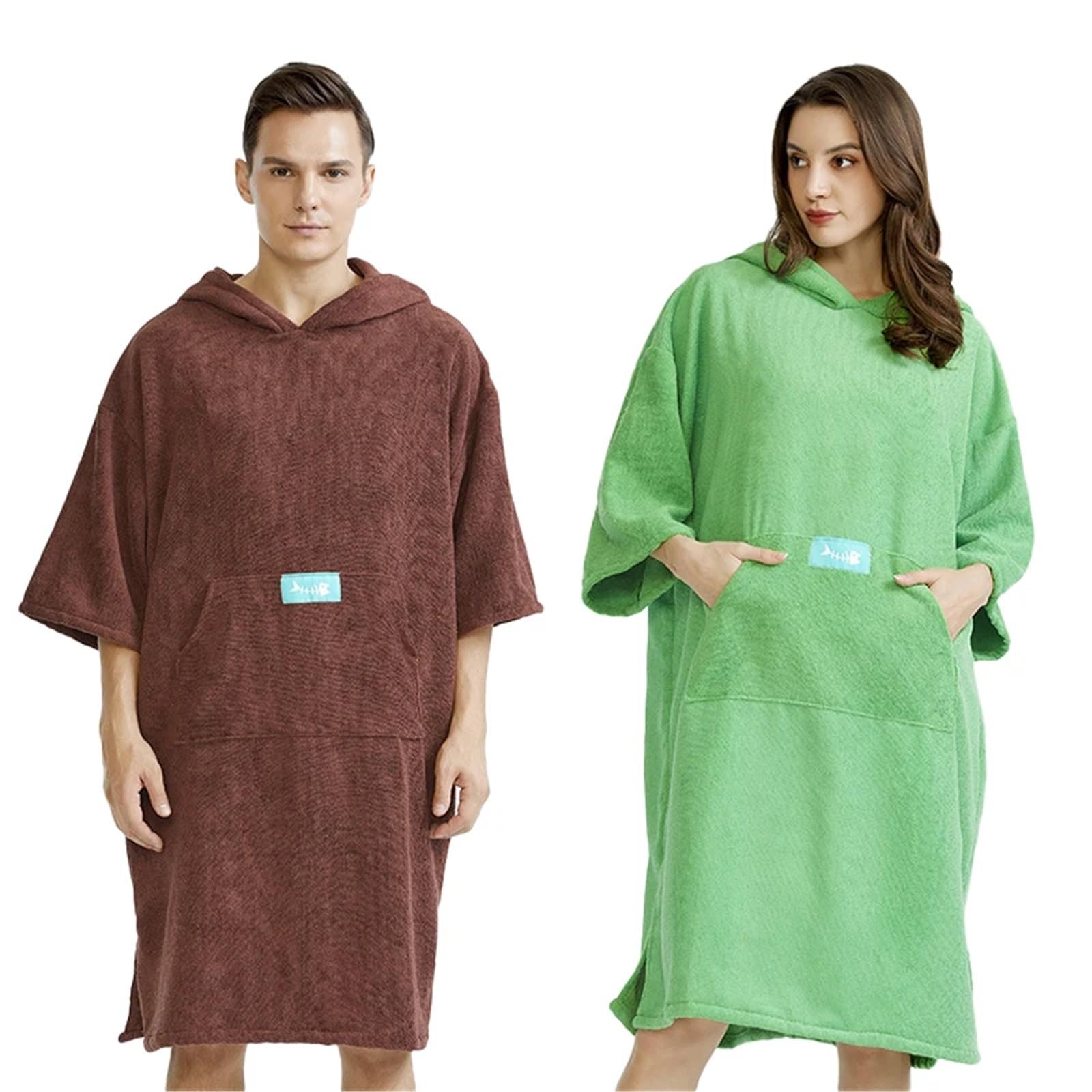 Albornoz for Adultos, Toalla de baño, Gorro Super Dalian, Playa, Albornoz Secado rápido for Hombres y Mujeres Poncho de Playa(Gray)