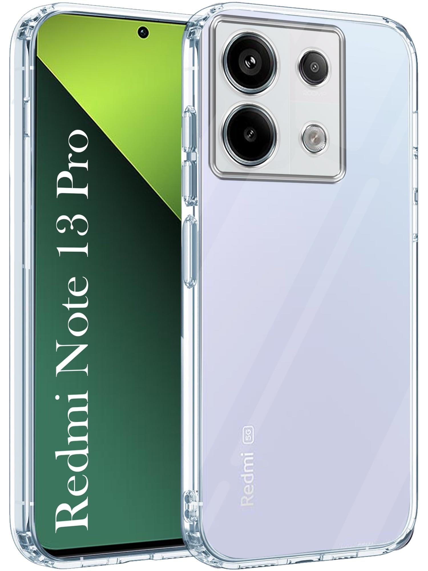 JkobiBack Cover for Redmi Note 13 Pro (Silicone Clear Shockproof Case with Camera Protection | Soft and Flexible | Transparent)