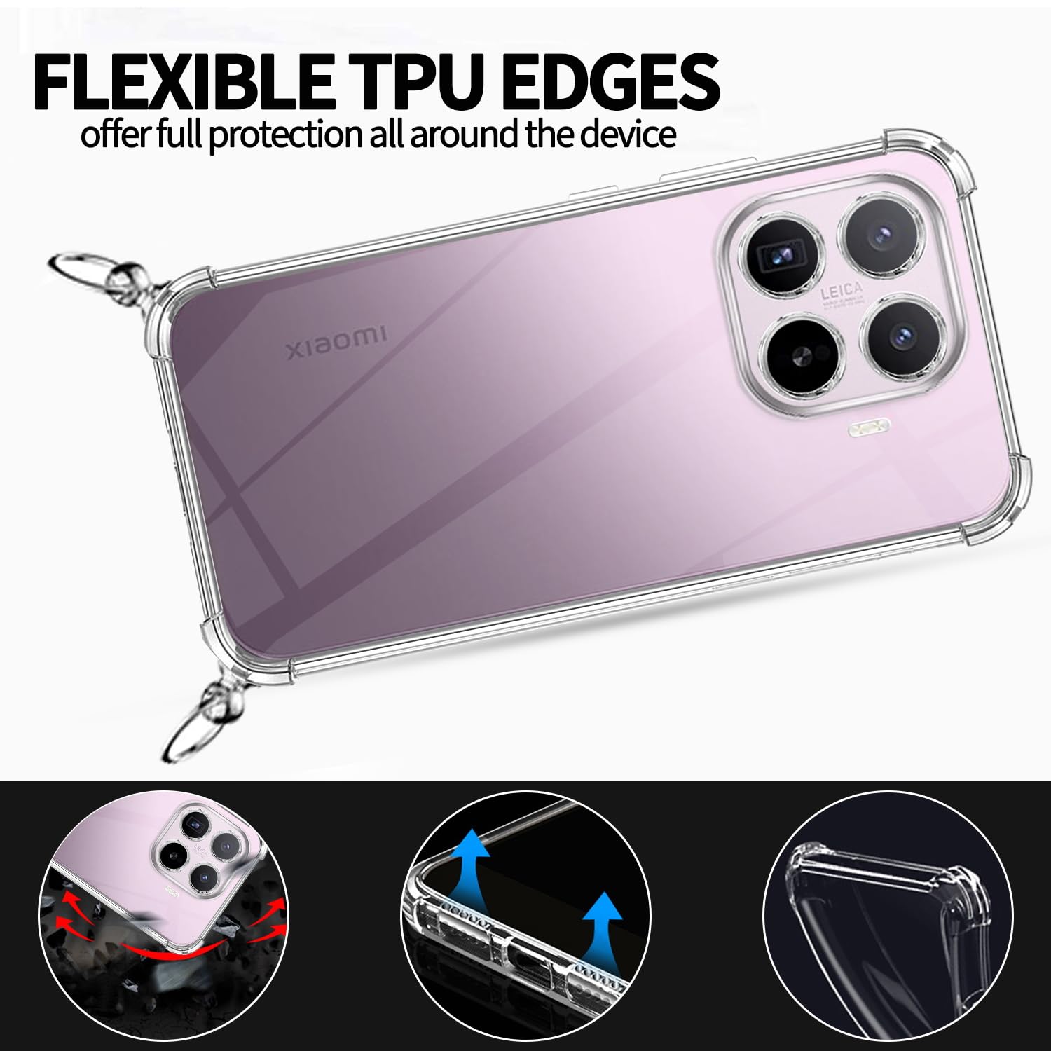 ISOI Custodia Con Tracolla Per Xiaomi 17 Ultra – TPU Trasparente, Cordino Regolabile, Protezione Antiurto E Antigraffio