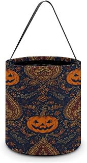 Pattern Pumpkin Halloween Trick Or Treat Bucket Candy Tote Hand‑held Pouch for Cosplay Theme Party Gift Storage