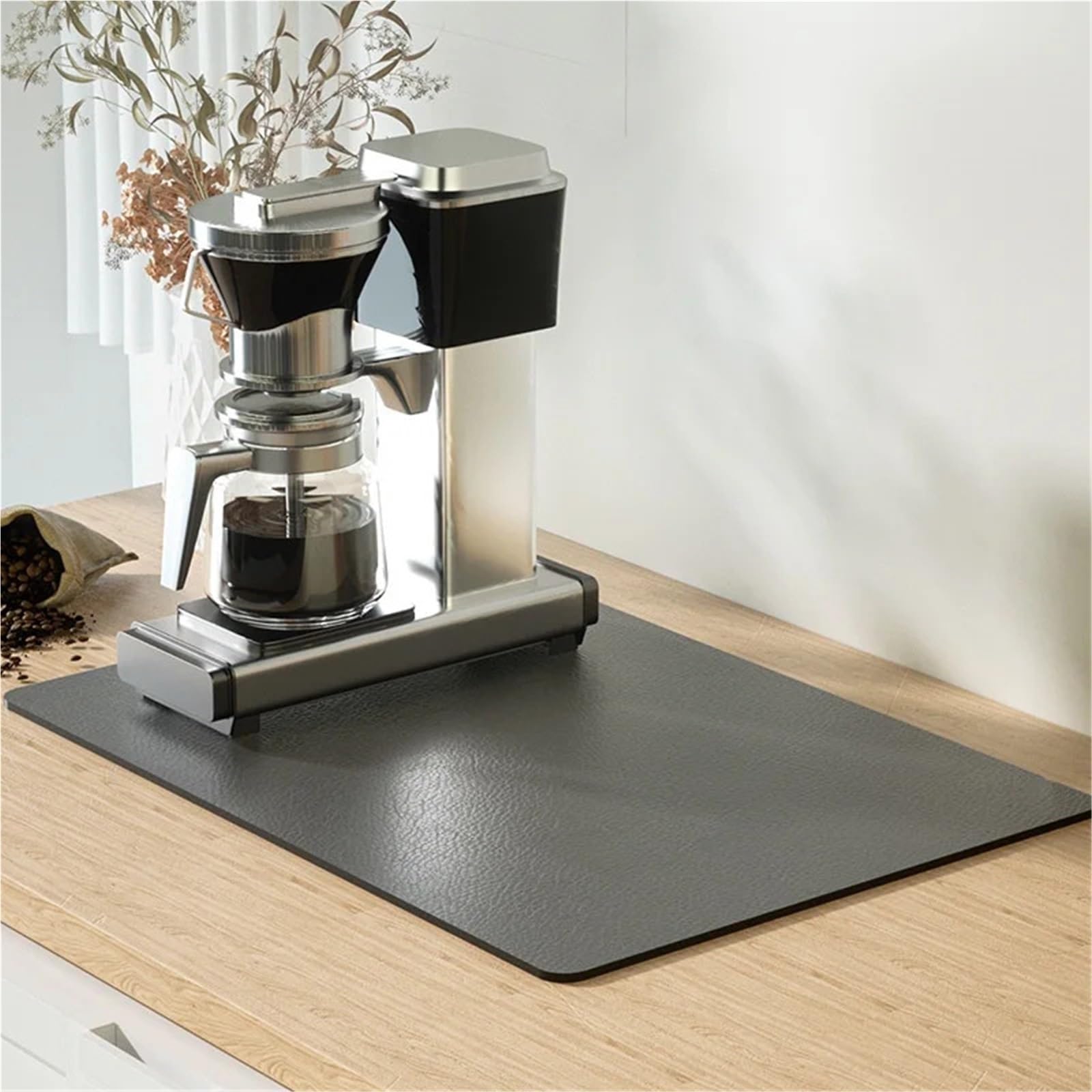 Alfombrilla para Café Bar Tapete Absorbente for Escritorio, tapete Absorbente for Mesa de té, Barro de diatomeas, Impermeable, sin Lavado térmico, 2 uds.(Beige,30x40CM)