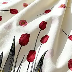 Tecido Percal Liso e Estampado de Algodão 180 Fios, 1 Metro por 2,50m de Largura, 80% Algodão, 20% Poliéster (Tulipa Vermelha)