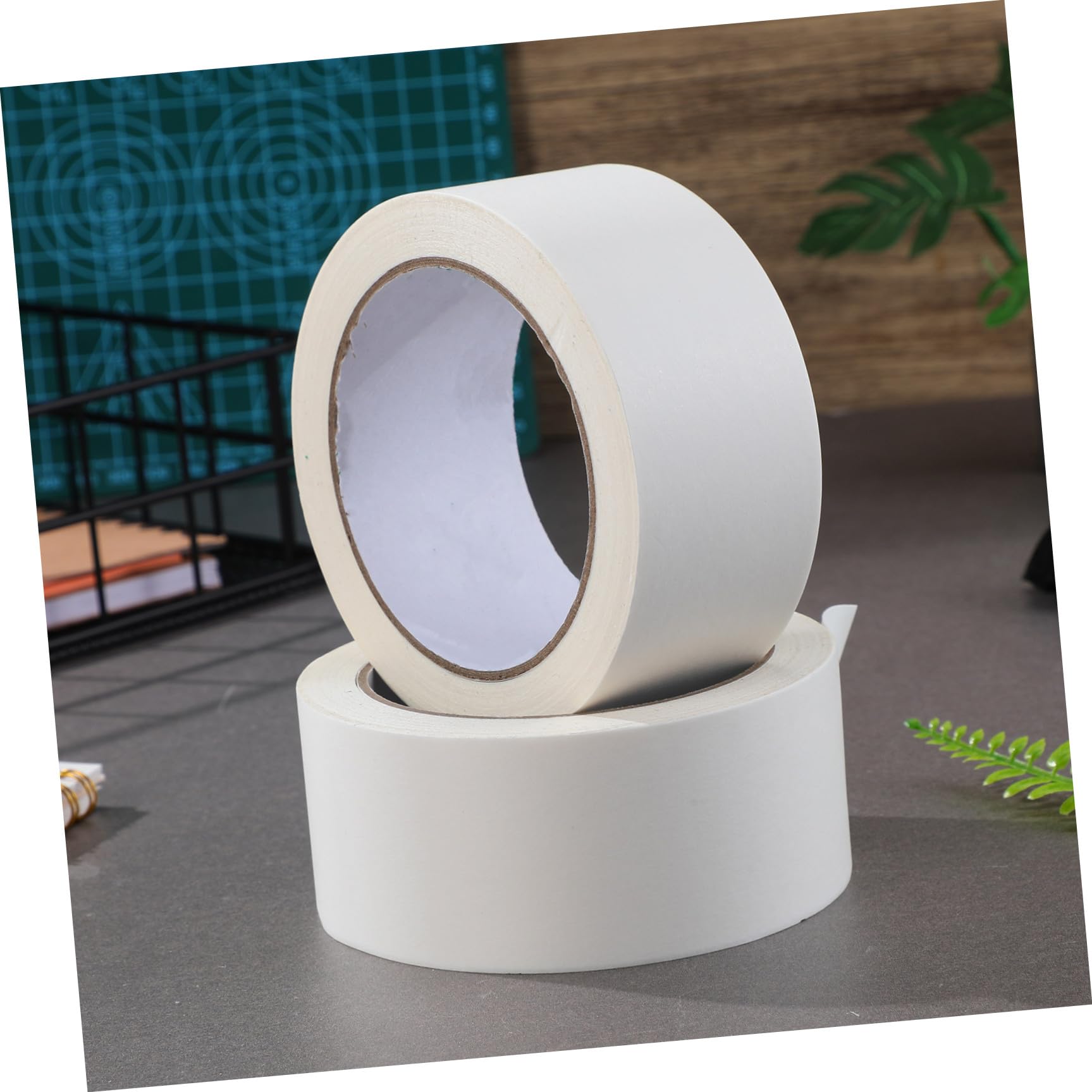 Veemoon Cinta de Embalaje 2 Rollos de Papel Kraft Blanco para Sellado | Adhesión Fuerte, No se Deforma, Diseño Liso de Color Sólido, para Fijación Lateral y Pegado