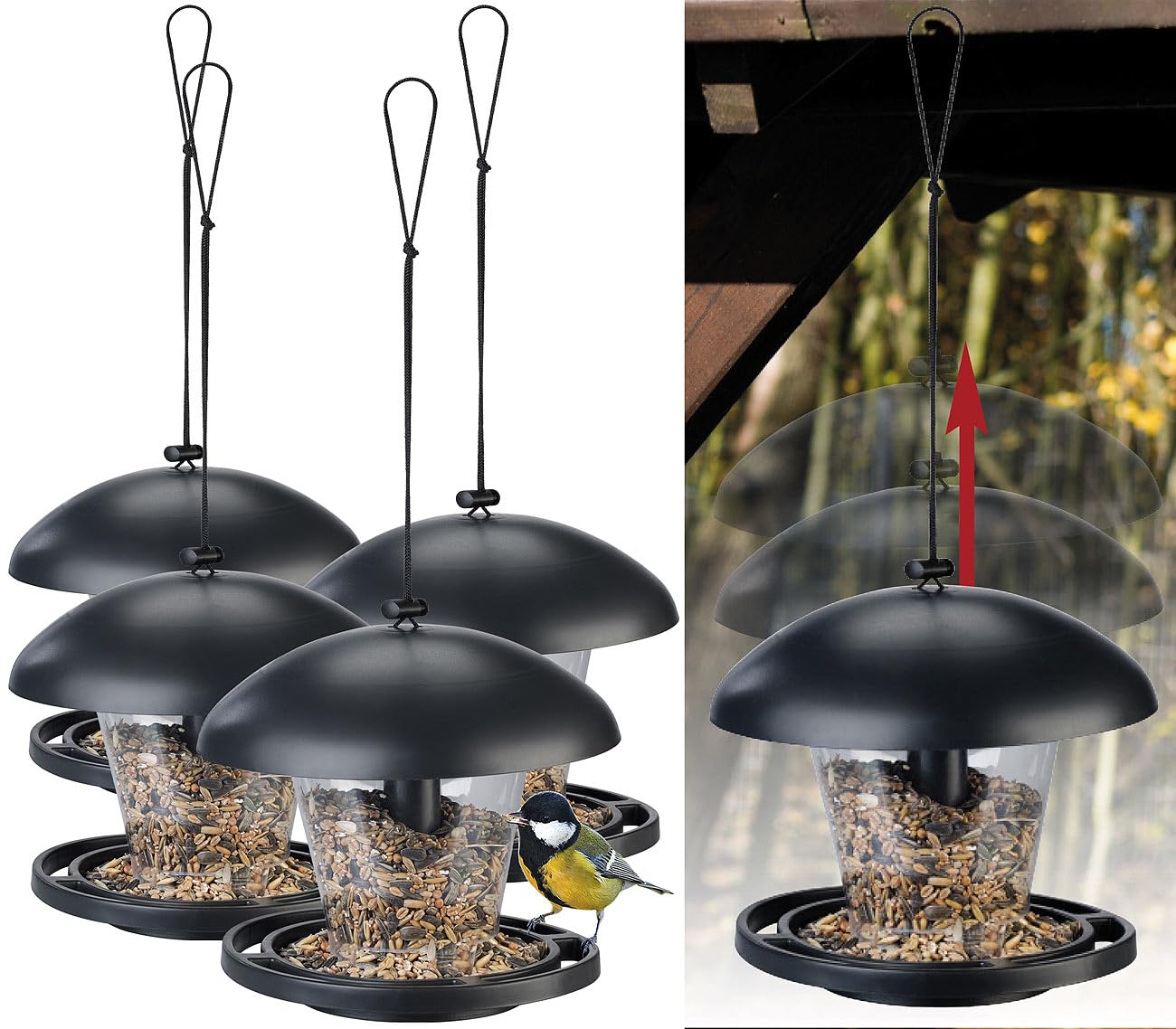 Royal Gardineer Futterhaus: 4er-Set wetterfeste Vogelfutterhäuser zum Aufhängen (Futter Vogelhaus, Vogelhaus zum Aufhängen wetterfest, EIS)