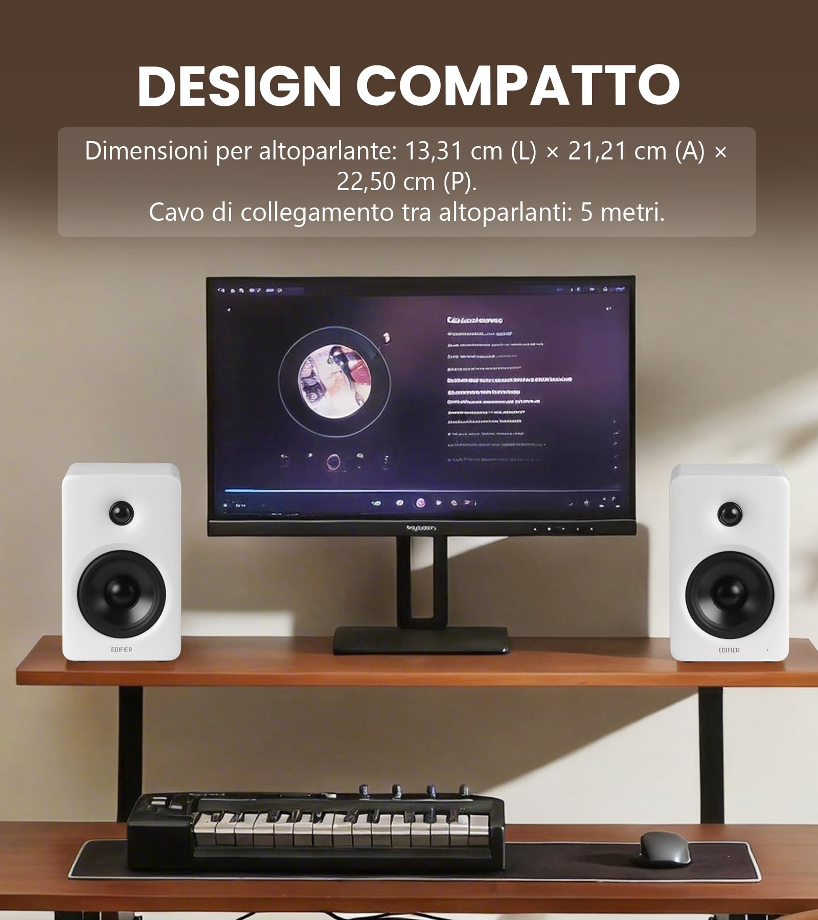 Edifier M90 Diffusori da Scaffale, Scrivania 100 W RMS, Audio Alta Risoluzione, LDAC, Bluetooth 6.0, Ingressi HDMI eARC/ottico/USB-C/AUX con Uscita SUB OUT, Telecomando per TV/PC, Bianco
