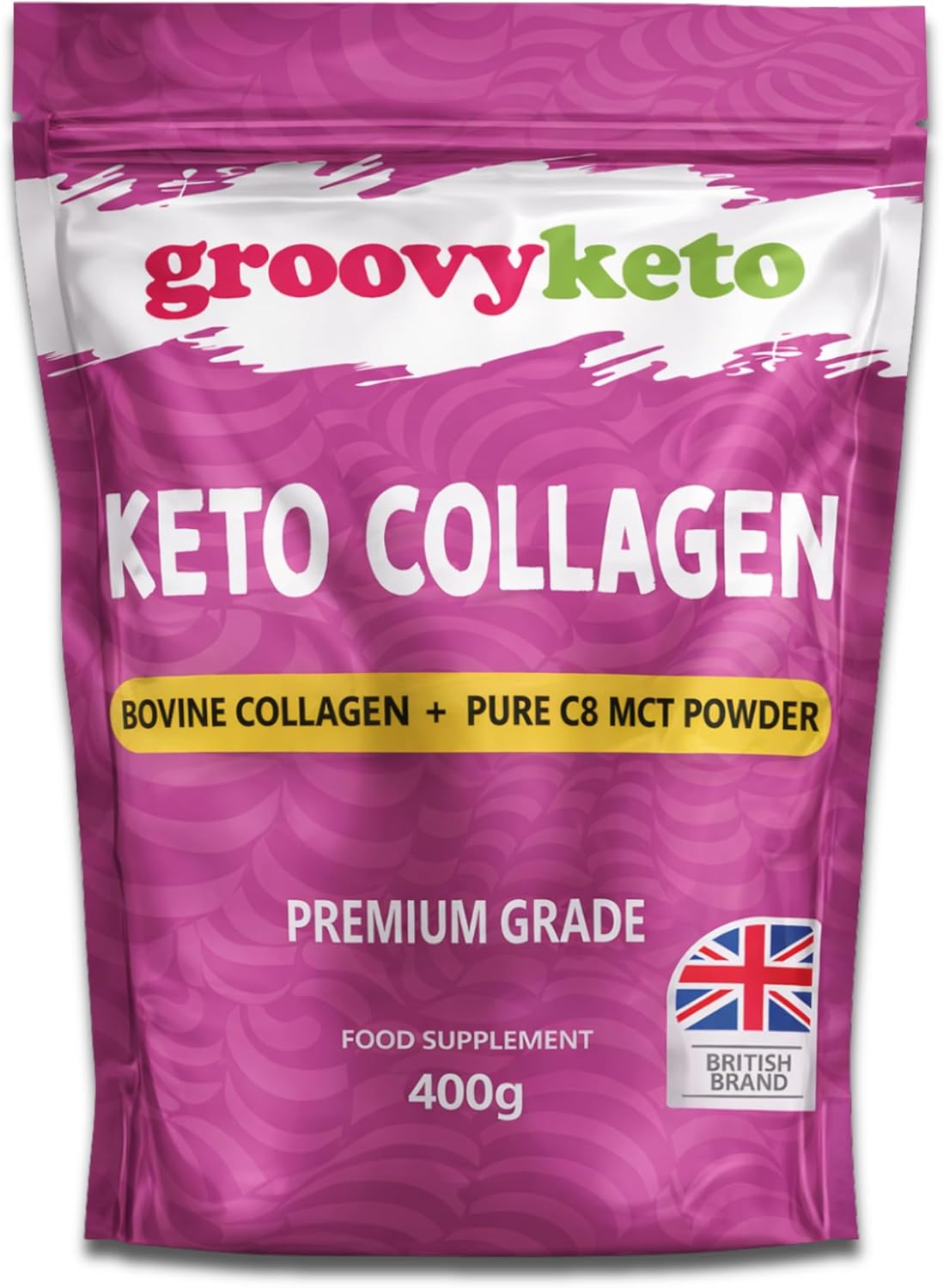 Keto Collagen by Groovy Keto | Bovine Collagen Peptides Powder + MCT C8 Powder | Hydrolysed Collagen & MCT C8 Oil | Sugar Free | Keto Friendly | Collagen Supplements | Unflavoured
