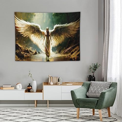 Miniatura 4 de Tapiz de plumas de alas de ángel, Arcángel de la Justicia (1) Tapiz de pintura, impresiones artísticas de pared, tapices colgantes para dormitorio,