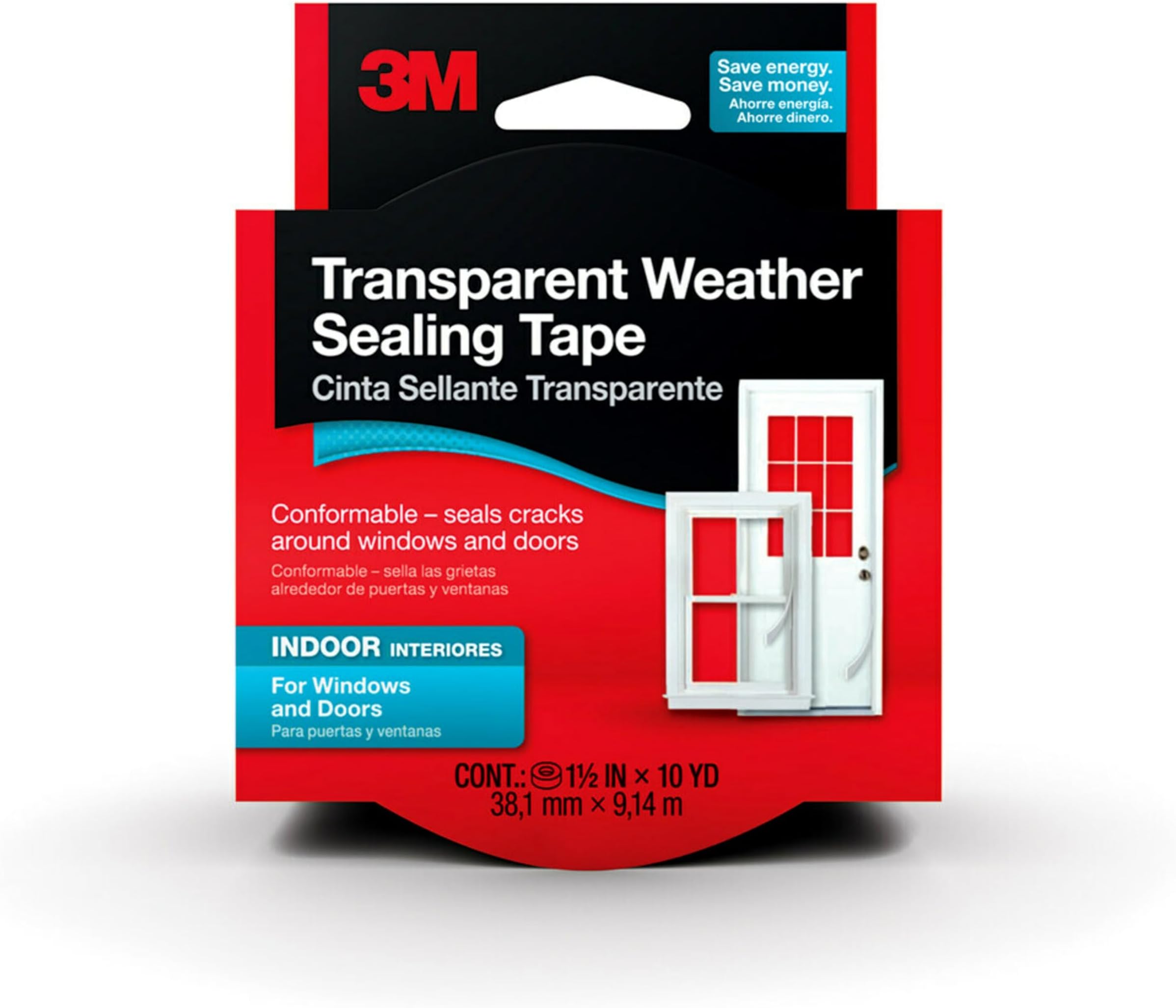 Interior Transparent Weather Sealing Tape, 1.5-Inch by 10-Yard