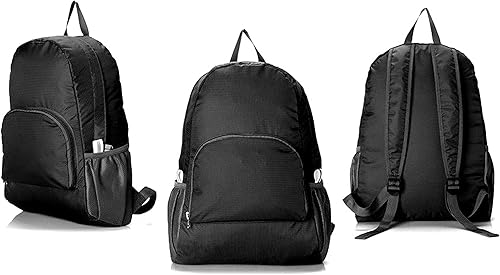 PAXLAMB Mochila plegable, ultra ligera, resistente al agua, duradera, para campamento, viajes, senderismo, para hombres y mujeres, Negro,
