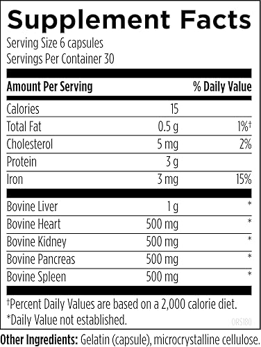Miniatura 3 de Designs for Health Organ Synergy - Suplementos de órganos bovinos - 100% órganos de carne de res alimentados con pasto con hígado, corazón,