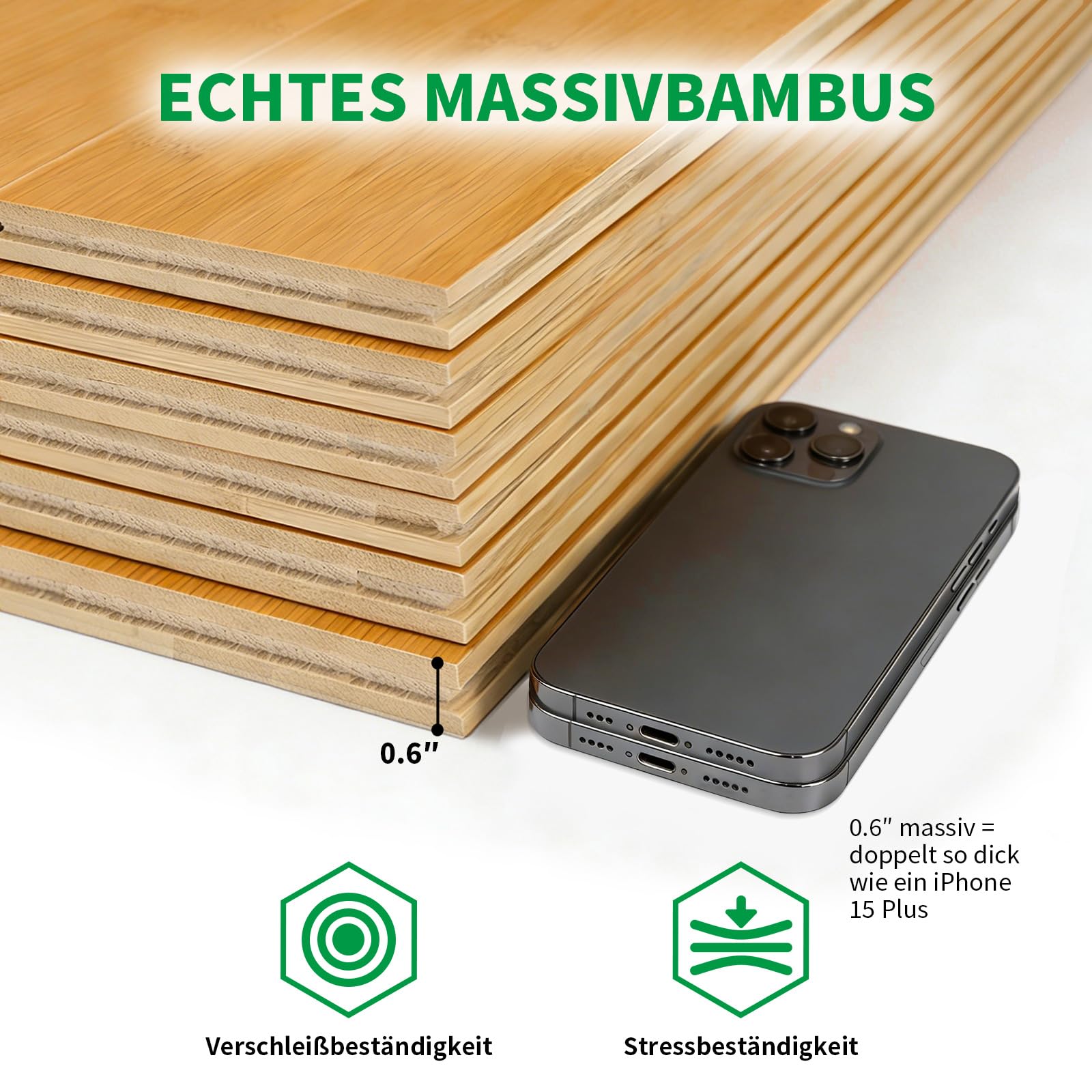 Bambusboden Klickdielen 960x96x15 mm honighell 1,84 m²/Paket