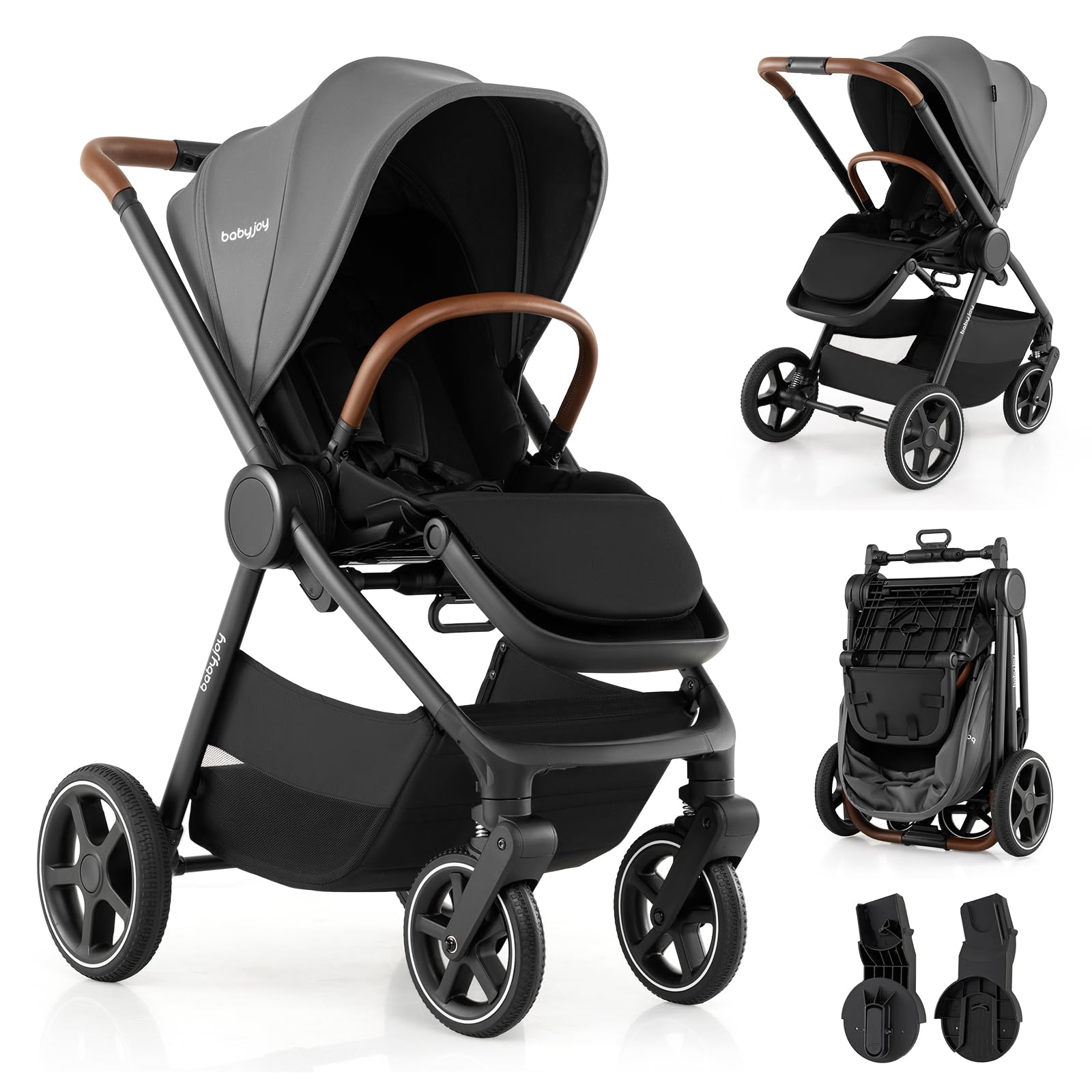 COSTWAY Passeggino Pieghevole per Bambini 6-36 Mesi, Grigio