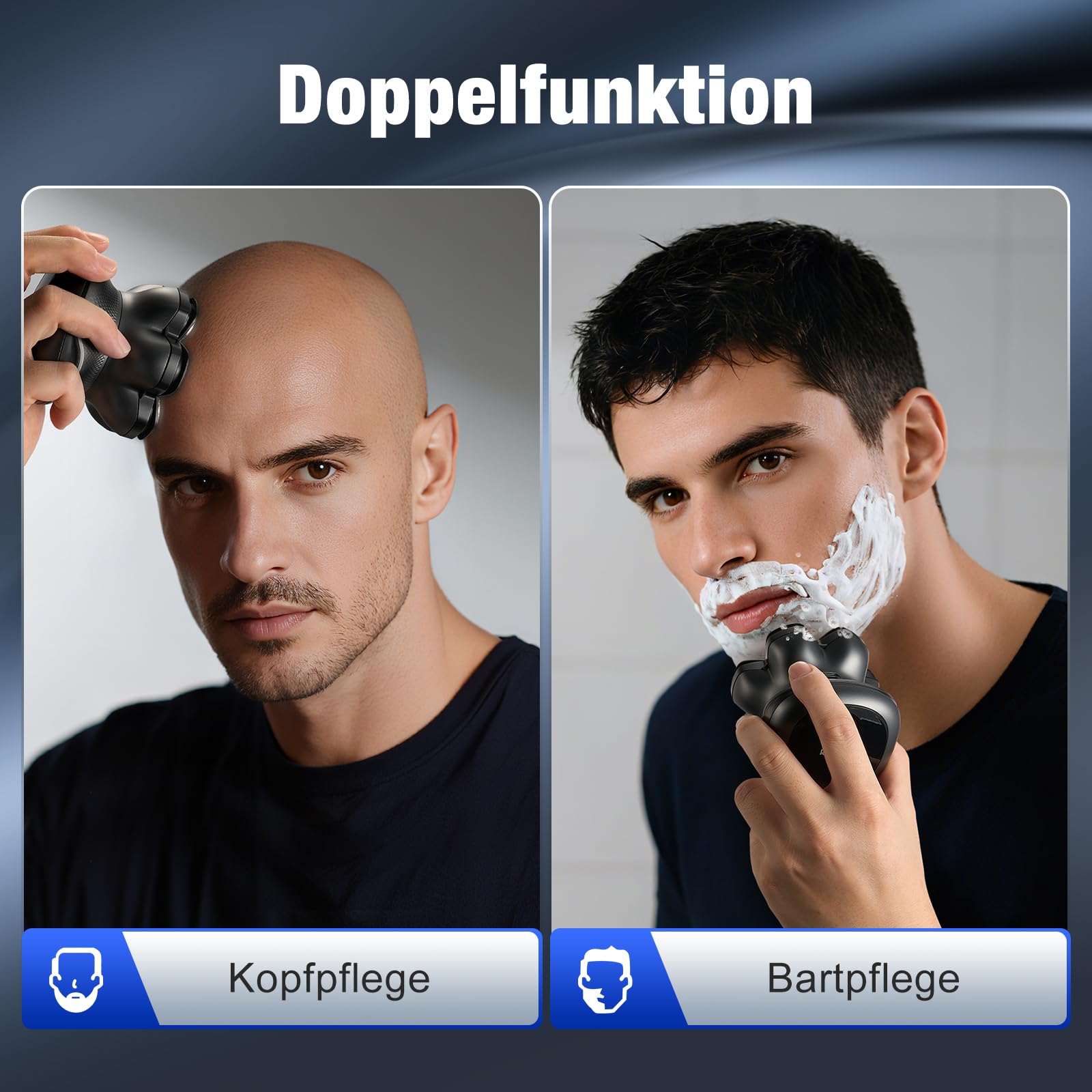 Glatzen Rasierer Herren, kensen Kopfrasierer Glatze 7D Bold Shaver Magnetische Head Shaver Trocken Und Nass Bald Shaver Typ-C Akku Kopfrasierer Herren Elektrisch Wasserdicht Glatzenschneider 2 Stufen