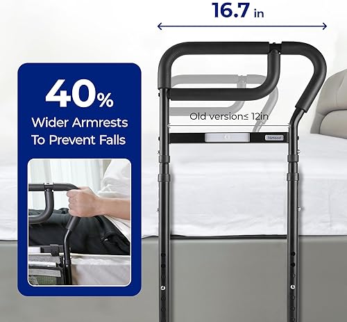 Miniatura 6 de NIMOOD C3 Pro - Rieles de cama para adultos mayores, altura ajustable, mango ergonómico antideslizante, rieles de asistencia de cama estables con