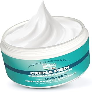Reposa - New version, very dry and damaged feet, regenerating foot cream with salicylic acid and aloe vera - foot care for heels and dehydrated skin - Made in Italy, 150 ml