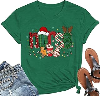Christmas Tree Shirts Women Snowman Merry Christmas Shirt Xmas Holiday Tee Tops