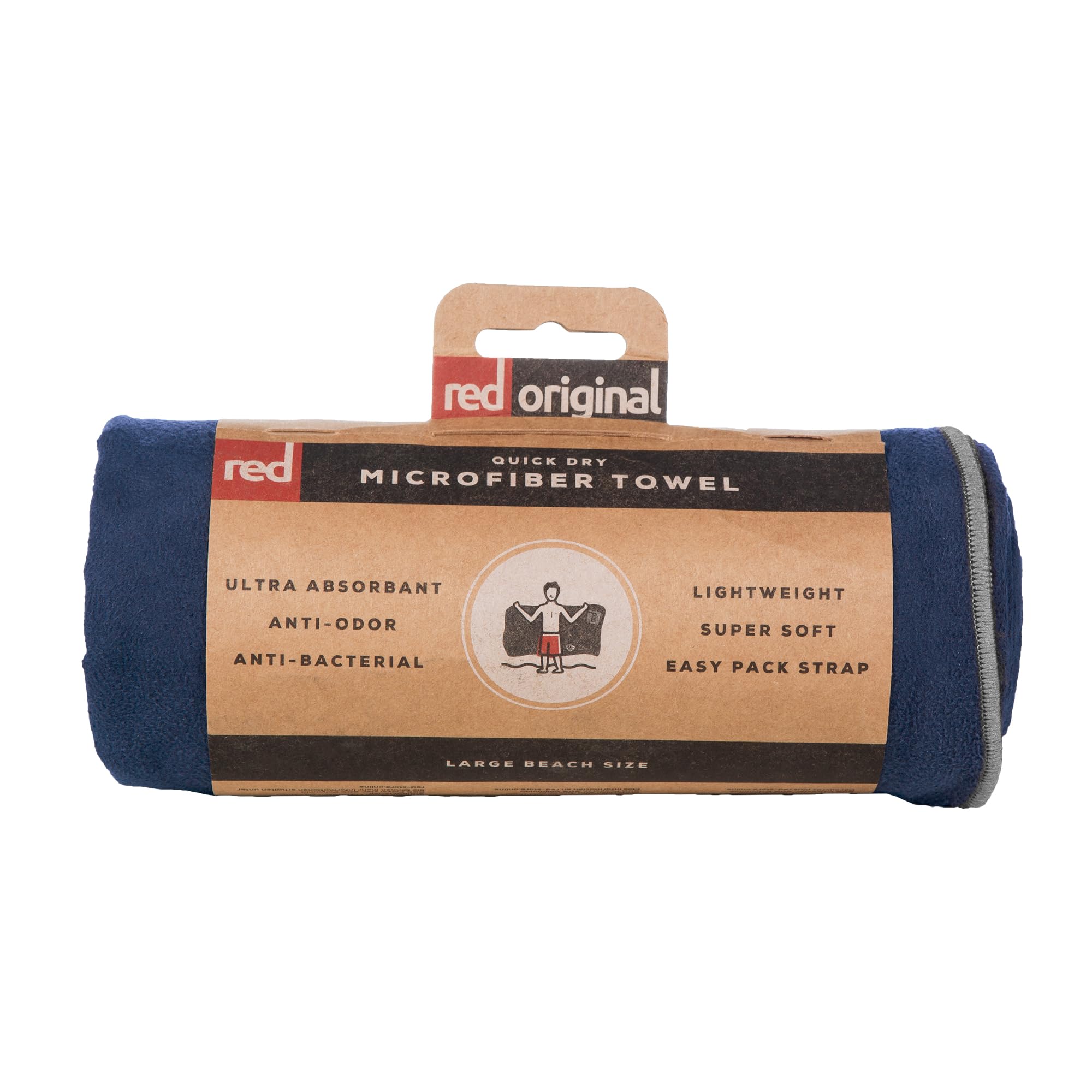 Red Original Blue Large Microfibre Beach Towel - Compact, Lightweight & Quick Dry (Blue)