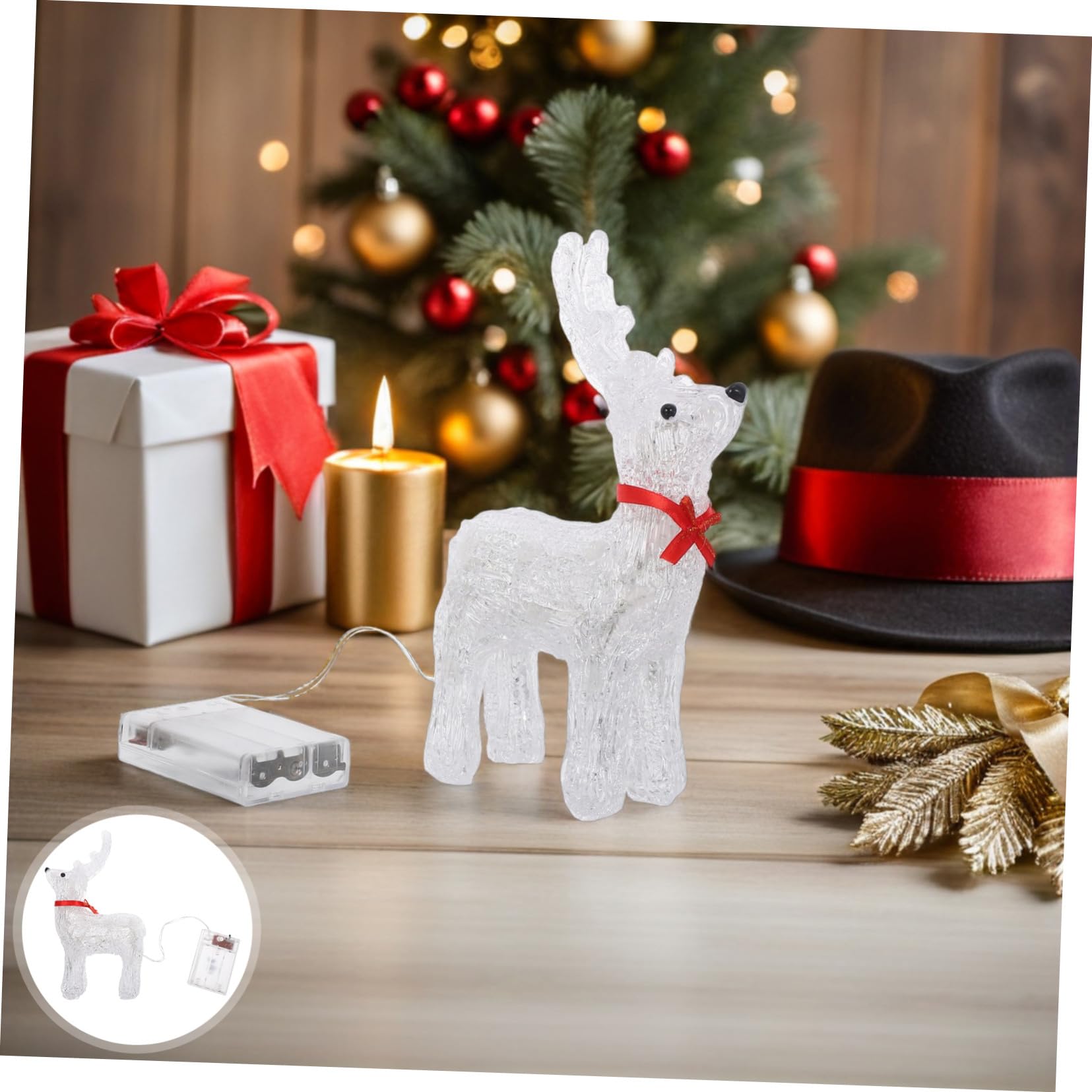 Toyvian Decoración de Ciervo Brillante Figura de Reno de Plástico Estatua de Mesa para Adorno Navidad Luz Decoración Festiva de Temporada Ventana del Hogar