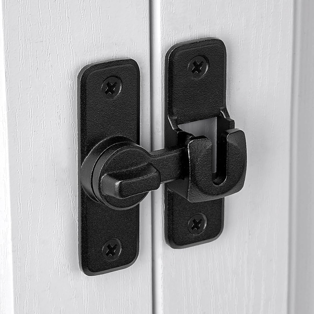 INIRET 3 Packs Matte Black 90/180 Degree Barn Door Latches,Flip Gate Latches Hardware,Zinc Alloy Door Lock Latch,Door Security Sliding Door Latch Lock for Cabinets,Bathroom, Barn & Garden