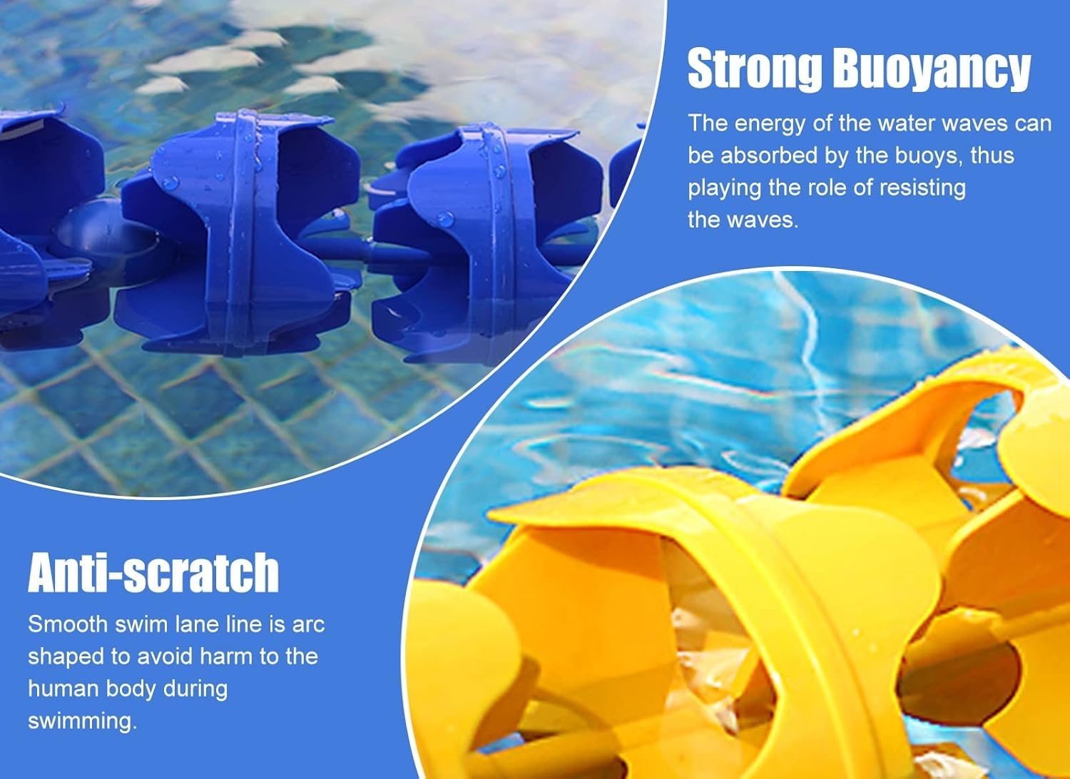 Boa di sicurezza per piscina con accessori in polietilene, divisore di corsia per piscine, sicurezza dell'acqua, resistente, facile da installare, ideale per piscine e spiagge