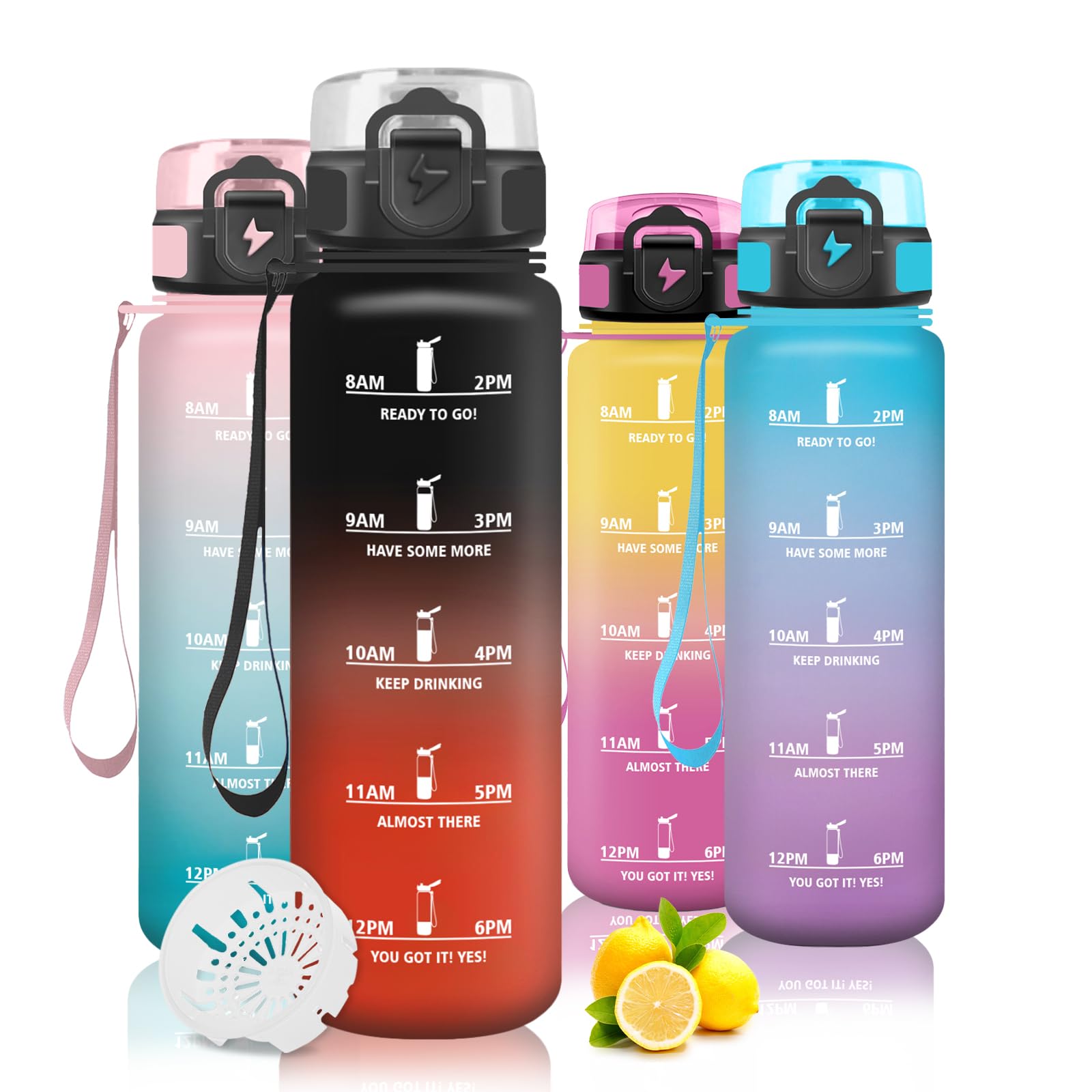 Mujigaga 1 Litre Water Bottle, Sports Water Bottle and Drinking Times, 1L Motivational Gym Water Bottle, Leak-proof Water Bottles for Gym, Yoga