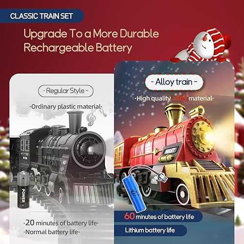 Miniatura 7 de Juego de tren de juguete para niños pequeños de 3 a 8 años, juego de tren eléctrico de juguete con luces y sonido para debajo del árbol de Navidad