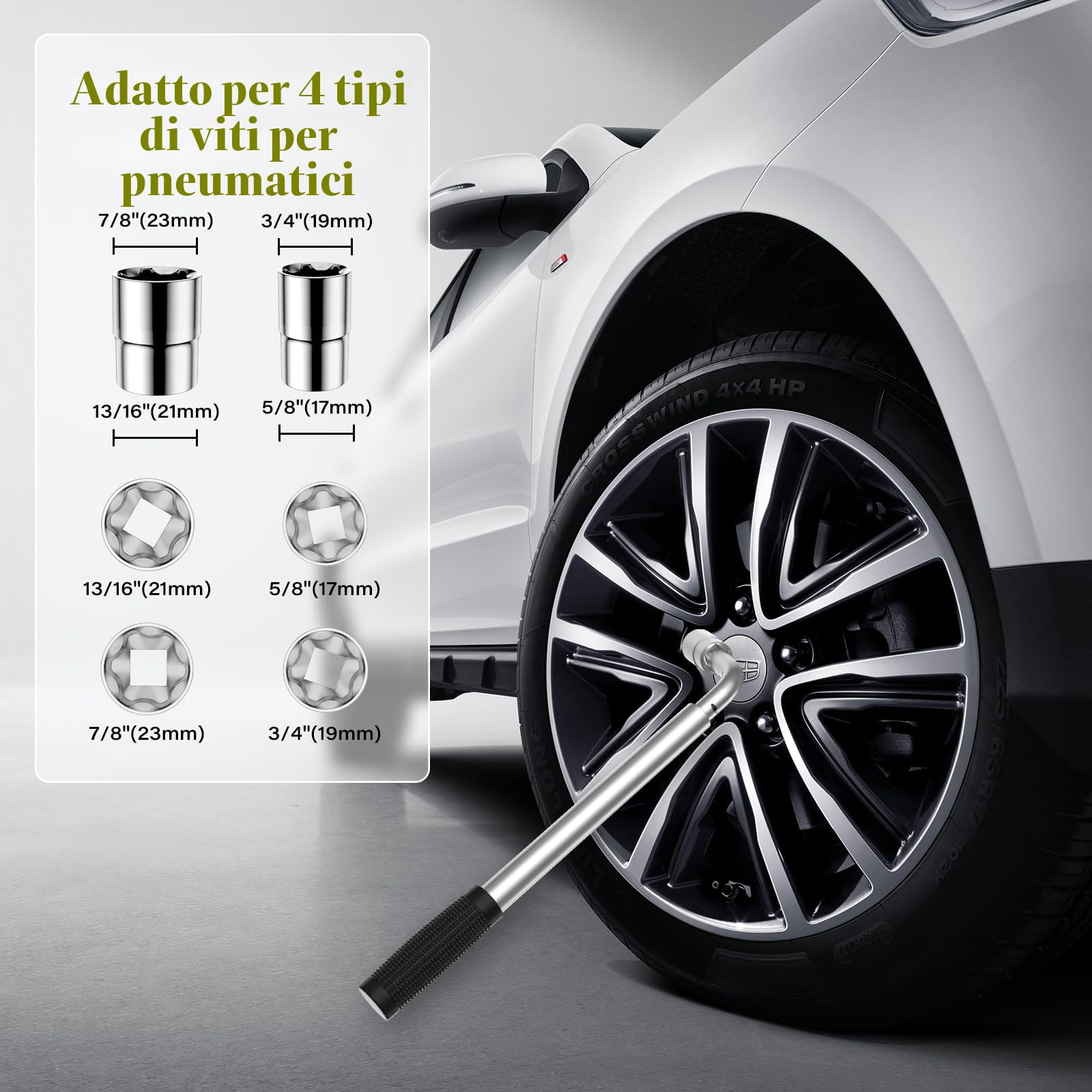 IMAYCC Cric Per Auto 2.5T, Cric Auto Con Universale Tampone In Gomma, 2500KG Cric Portatile Per Auto Con Chiave Per Dadi Ruota,Kit Emergenza Auto Per SUV MPV Tesla 3/Y/S/X Manutenzione e Riparazione