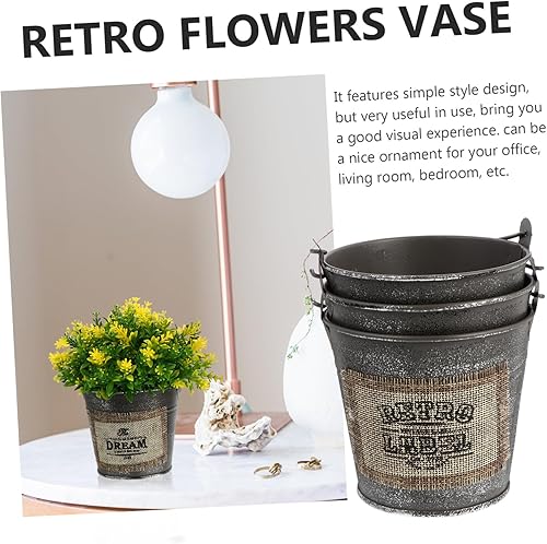 Miniatura 7 de ABOOFAN 3 unids fuente de hojalata plantas de interior viva jarra de leche vintage iplantador cubo antiguo maceta Shabby Chic jarrón de basura cubo