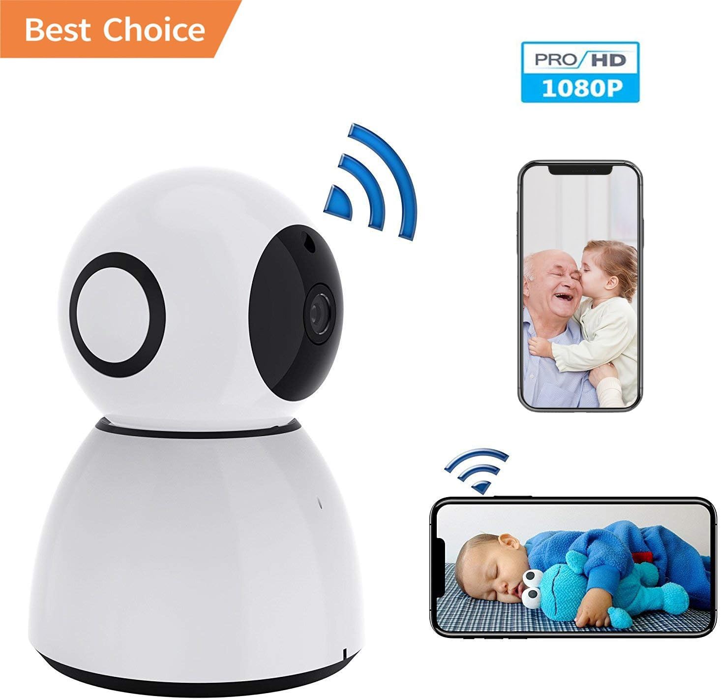 ZKMKJ WiFi IP Camera 1080P FHD Wireless Indoor Camera with Night Vision Motion Detection 2-Way Audio Home Security Surveillance Pan/Tilt/Zoom Monitor for Baby/Elder/Pet