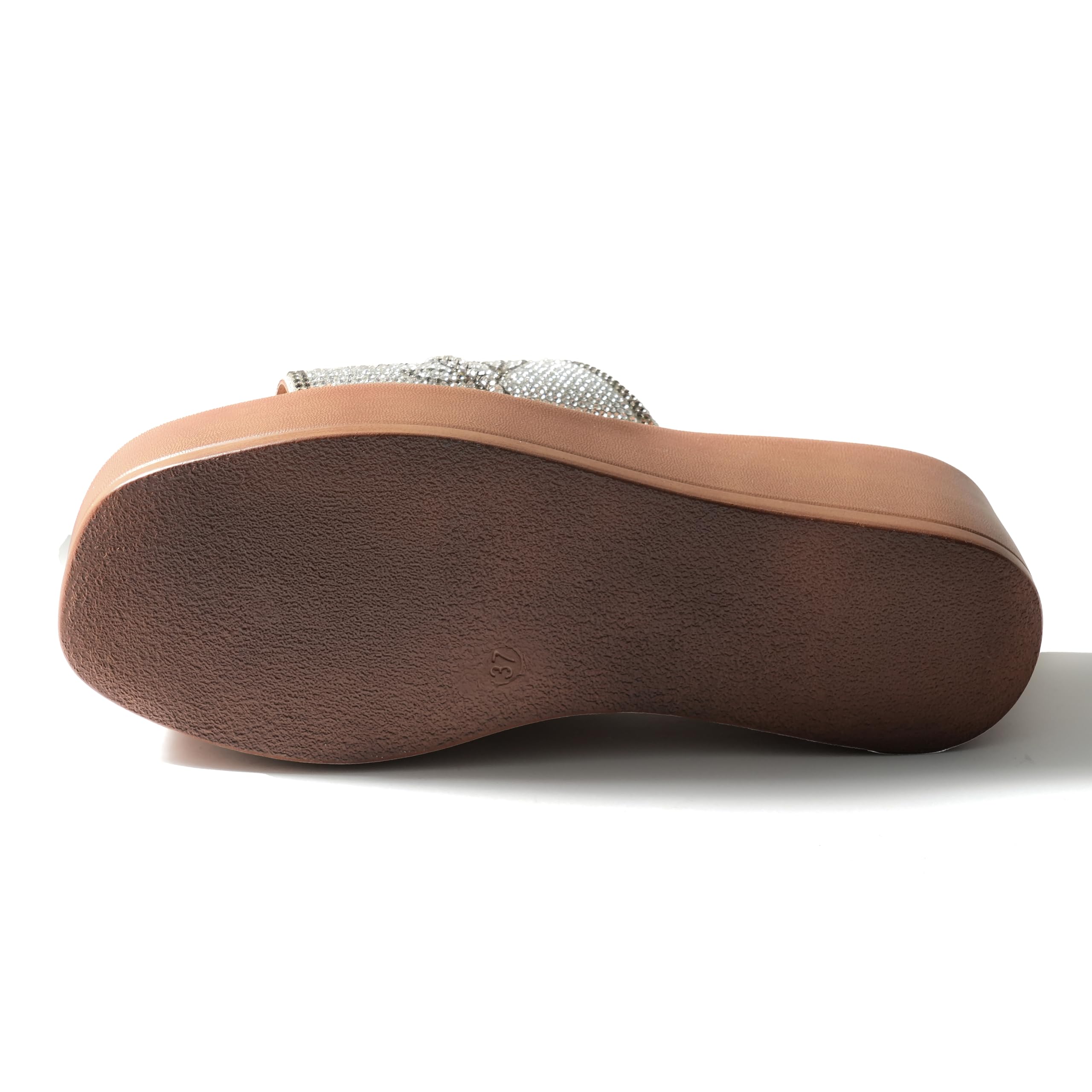 JOMIX Ciabatte Donna Zeppa 6 cm Sandali Platform Estivi Fascia Decorata Strass Pantofole Eleganti Slip On Comode Antiscivolo Mare Tempo Libero