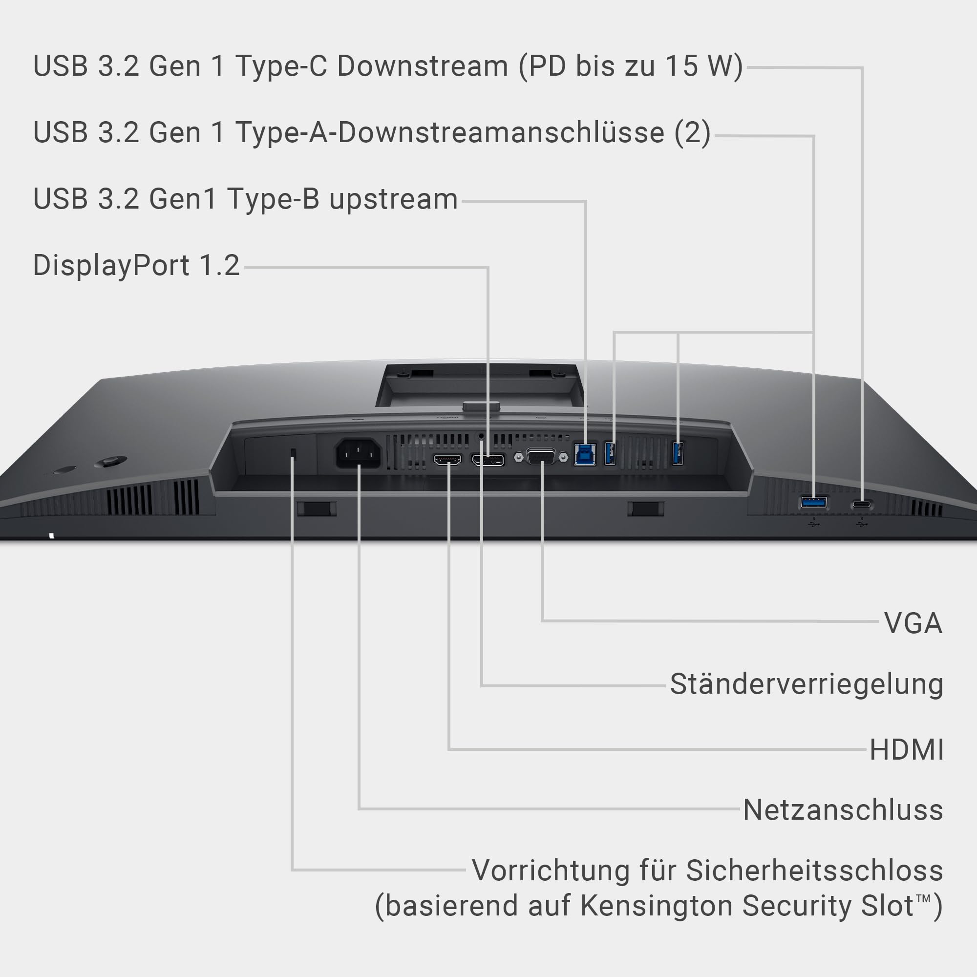 Dell P2425H 24 Zoll Full HD Monitor, 100Hz, IPS, 5ms, 99% sRGB, USB-C, DisplayPort, HDMI, VGA, Schwarz