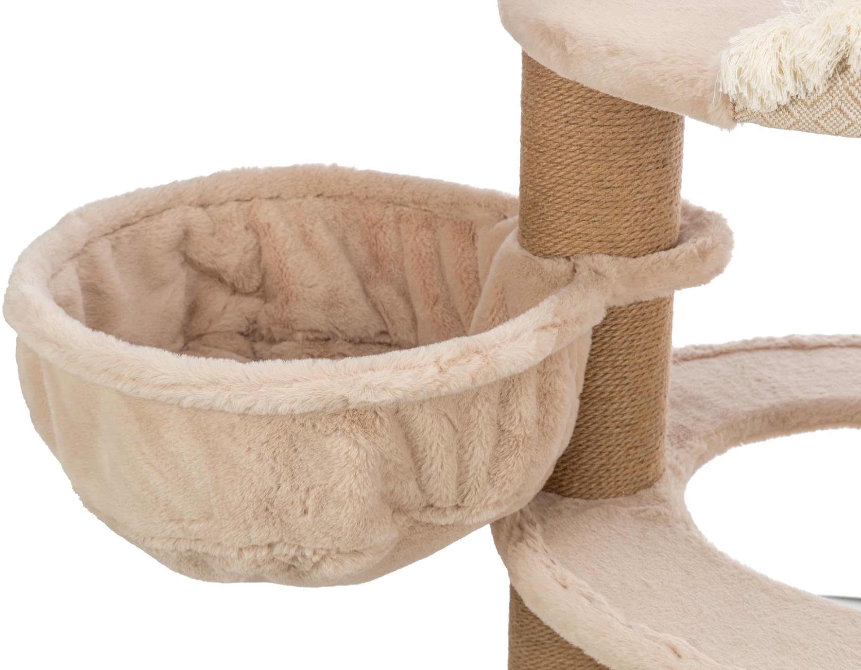 TRIXIE Drzewko do drapania Boho Filippo 114 cm w kolorze beżowym – wielopoziomowe drzewko dla kota z wieloma możliwościami do drapania i zabawy, jak również odosobnieniami – przytulne i stabilne –