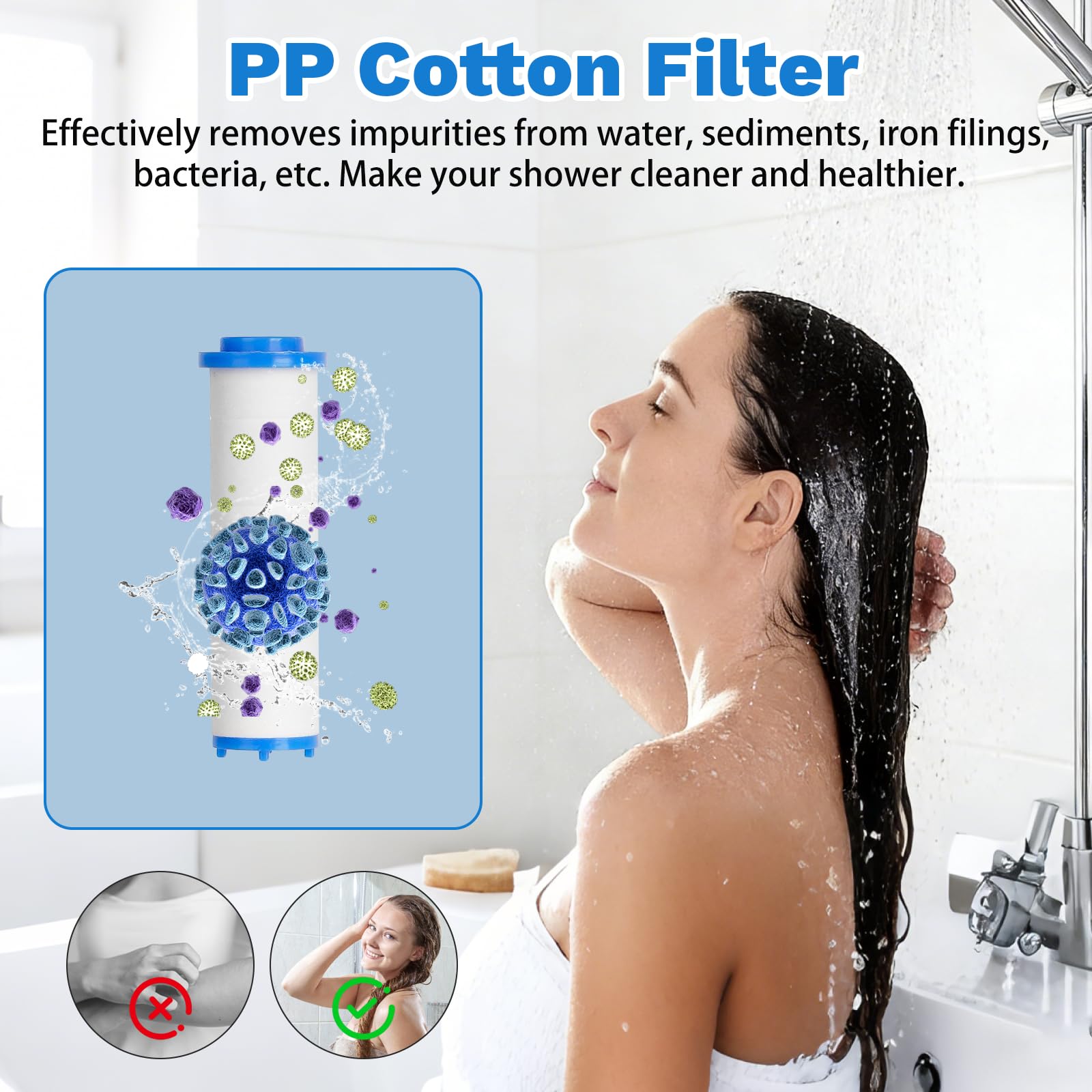 Alcachofa de ducha de alta presión con 6 filtros, alcachofa para ducha, manguera de 2 m, teléfonos de ducha, ducha de ahorro de agua, filtros, soportes y alcachofa de ducha, 4 tipos de chorro — view 3