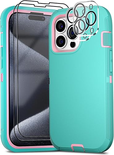 Miniatura 1 de COLDNICE Funda para iPhone 15 Pro de 6.1 pulgadas con 2 protectores de pantalla de vidrio templado y 2 protectores de lente de cámara, funda