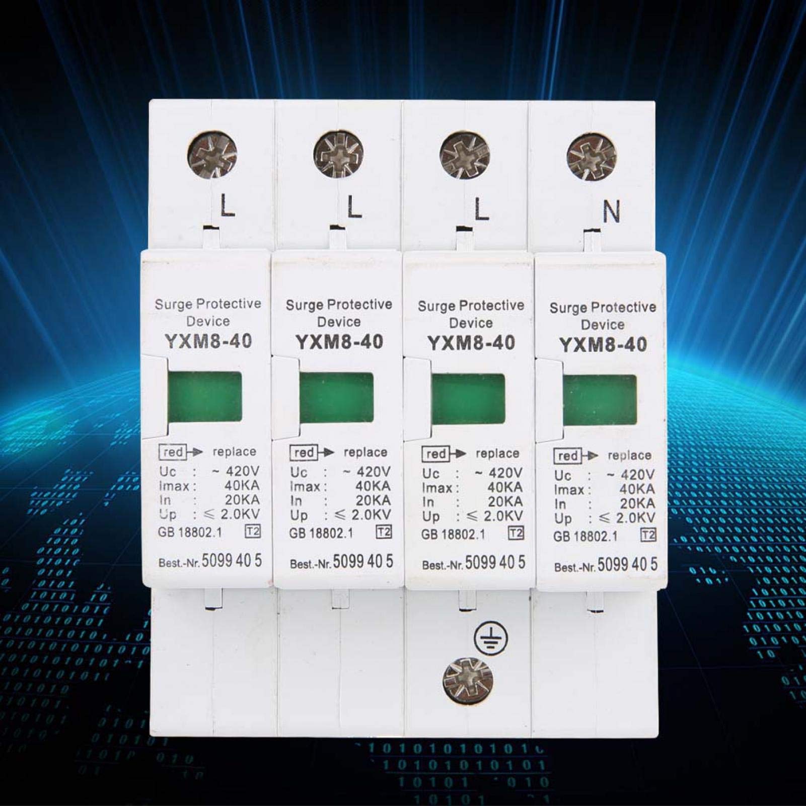 Protezione contro le sovratensioni della Casa Scaricatore 4P 40KA DIN Rail AC Dispositivo di Scaricatore a Bassa Tensione per la Protezione Tonnono