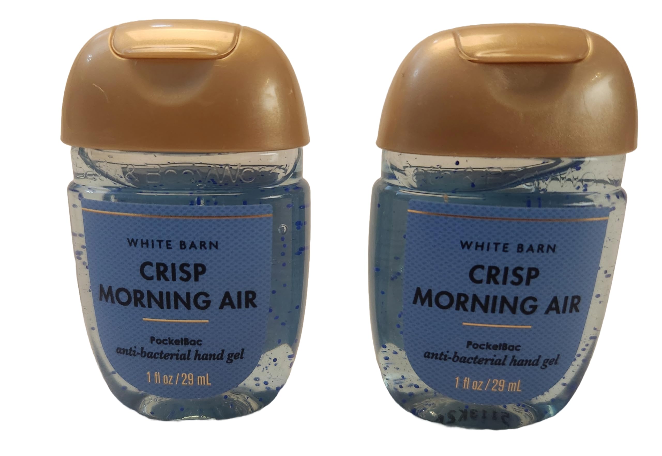 Bath and Body Care - Travel Size Sanitizer - 2 piece Bundle Set Hand Gel - 1 Fl Oz each - Label Artwork Varies (CRISP MORNING AIR)