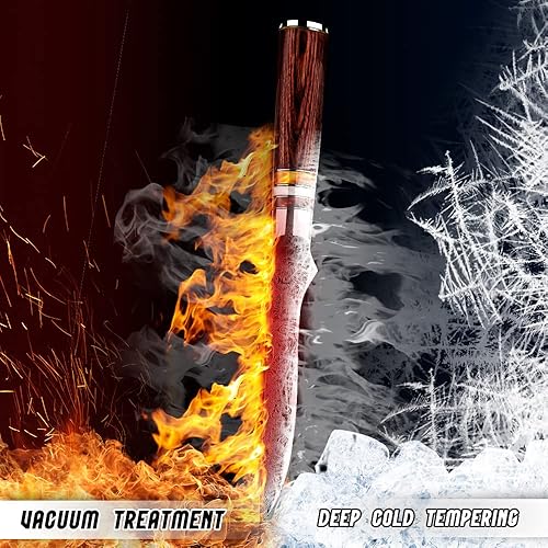 Miniatura 4 de Cuchillo deshuesador de 5.5 pulgadas, cuchillo de filete japonés profesional de acero de alto carbono, afilado y curvado, hoja flexible, cuchillo de