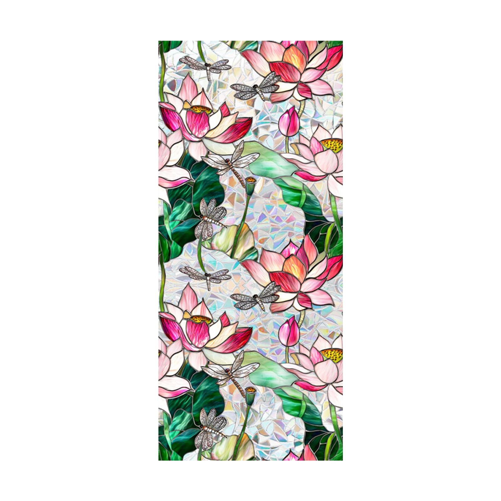 Qusinfc Rainbow Window Privacy Film, Stained Glass Window Film Decorative Glass Clings, Statics Cling Sun Blocking Floral Decal Decorative Clings