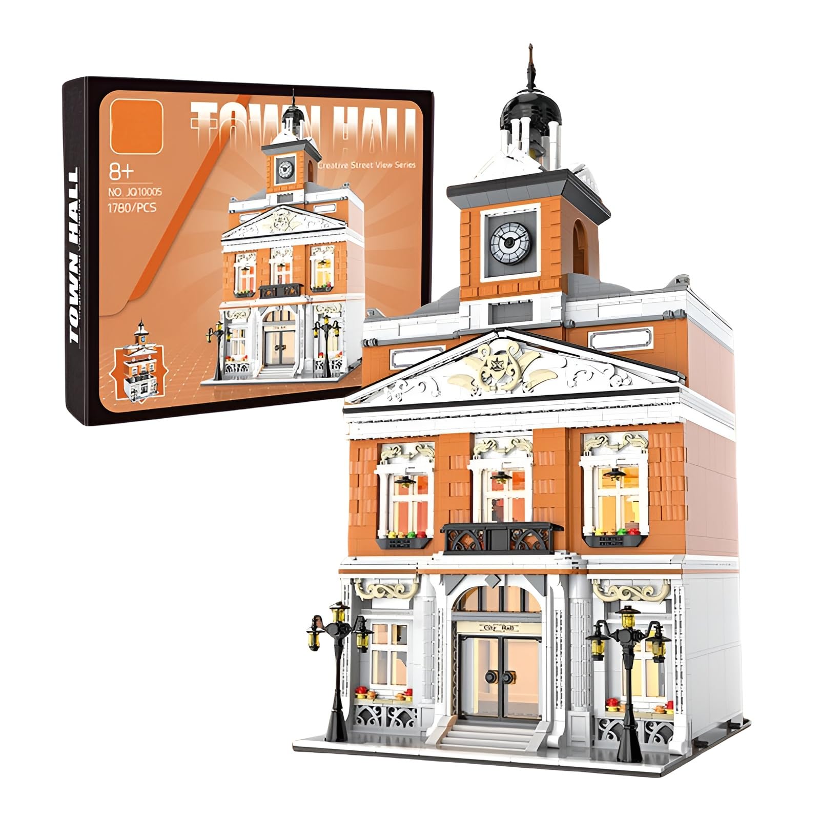 Rathaus Mini-Bausteine Bausatz, 3 Etagen Modulare Architektur der Stadt Mikro Klemmbausteine Spielzeug, MOC Kreativer Modell Baukasten für Erwachsene, Anzeige Geschenk für Kinder (1780 Teile)