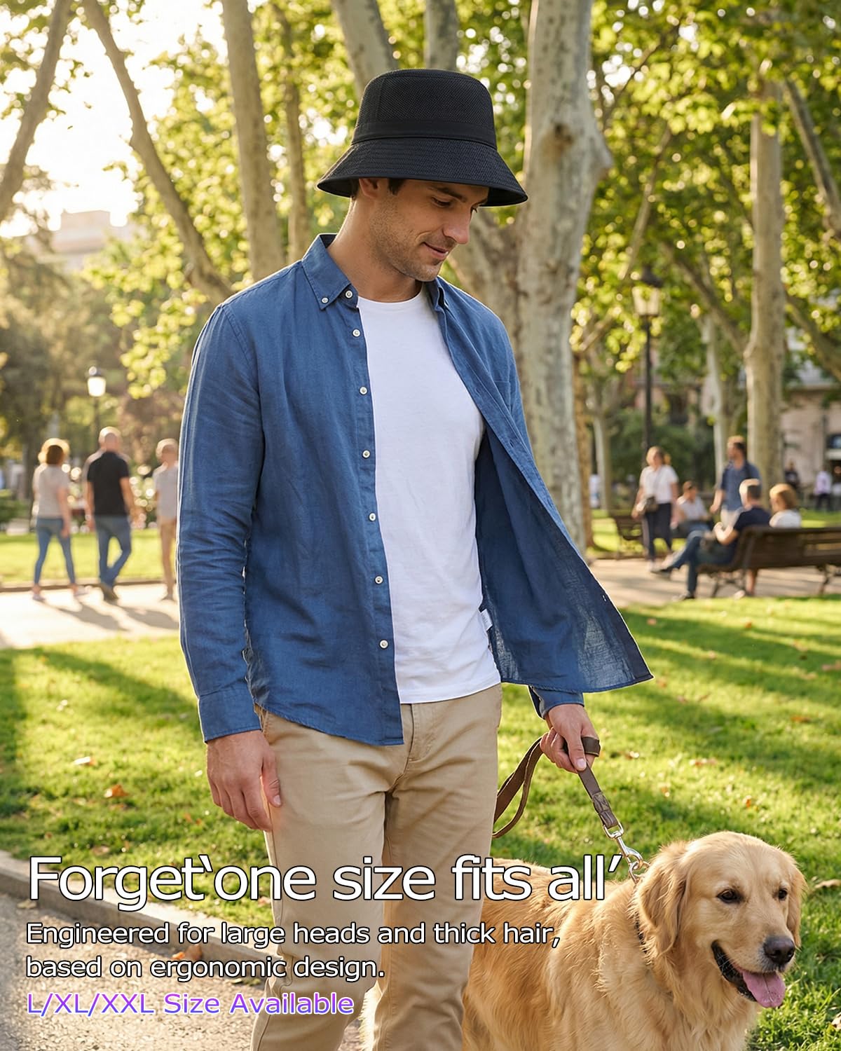 Feng Shui， Chapeaux Seau L/XL/XXL pour Grosses têtes, Chapeaux de Soleil d'été en Faux Lin, Chapeaux de pêche de Voyage de Protection Solaire
