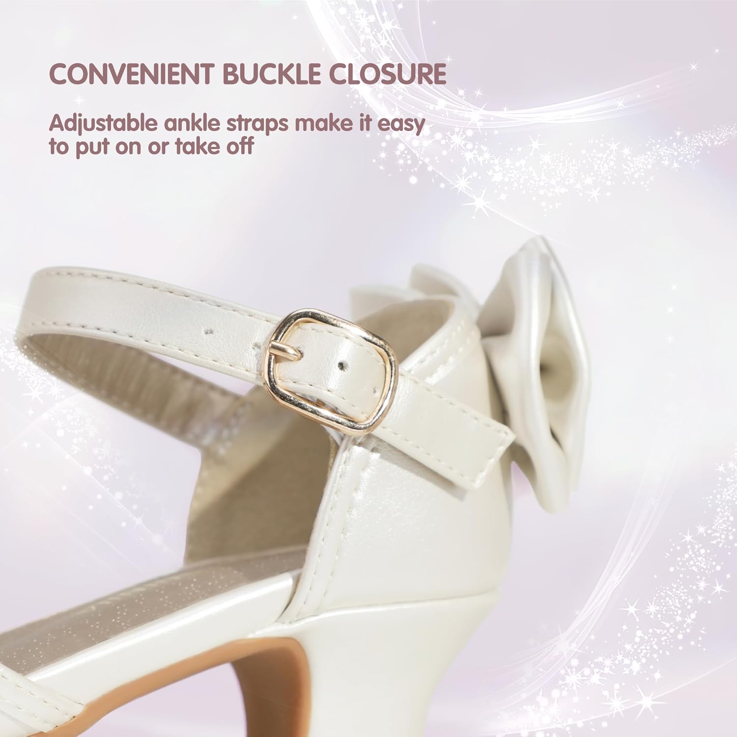 PANDANINJIA Wendy Girls Heels Dress Shoes Flower Girl Mary Jane Sandals Wedding Party Princess Shoes for Toddler Little Kid Big Kid - Image 6